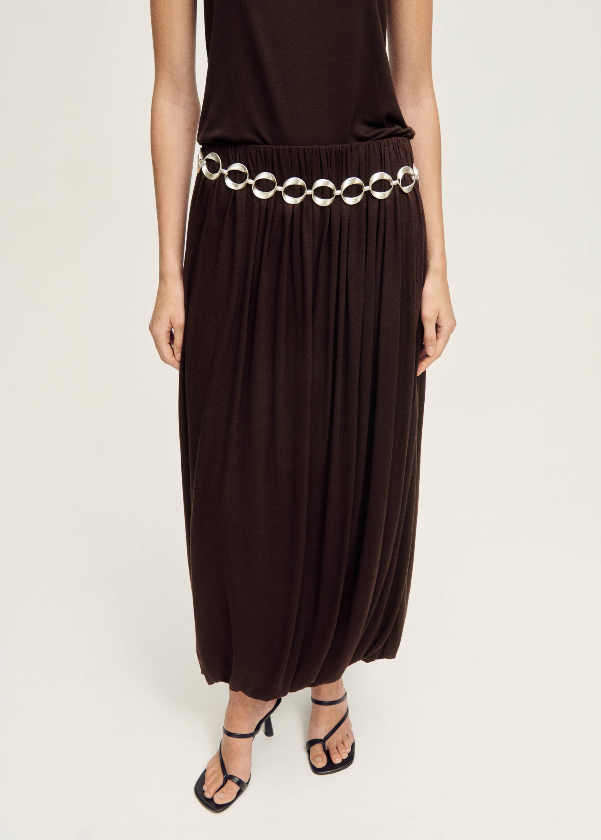 Gonna in misto lana con orlo a sbuffo - Piano medio