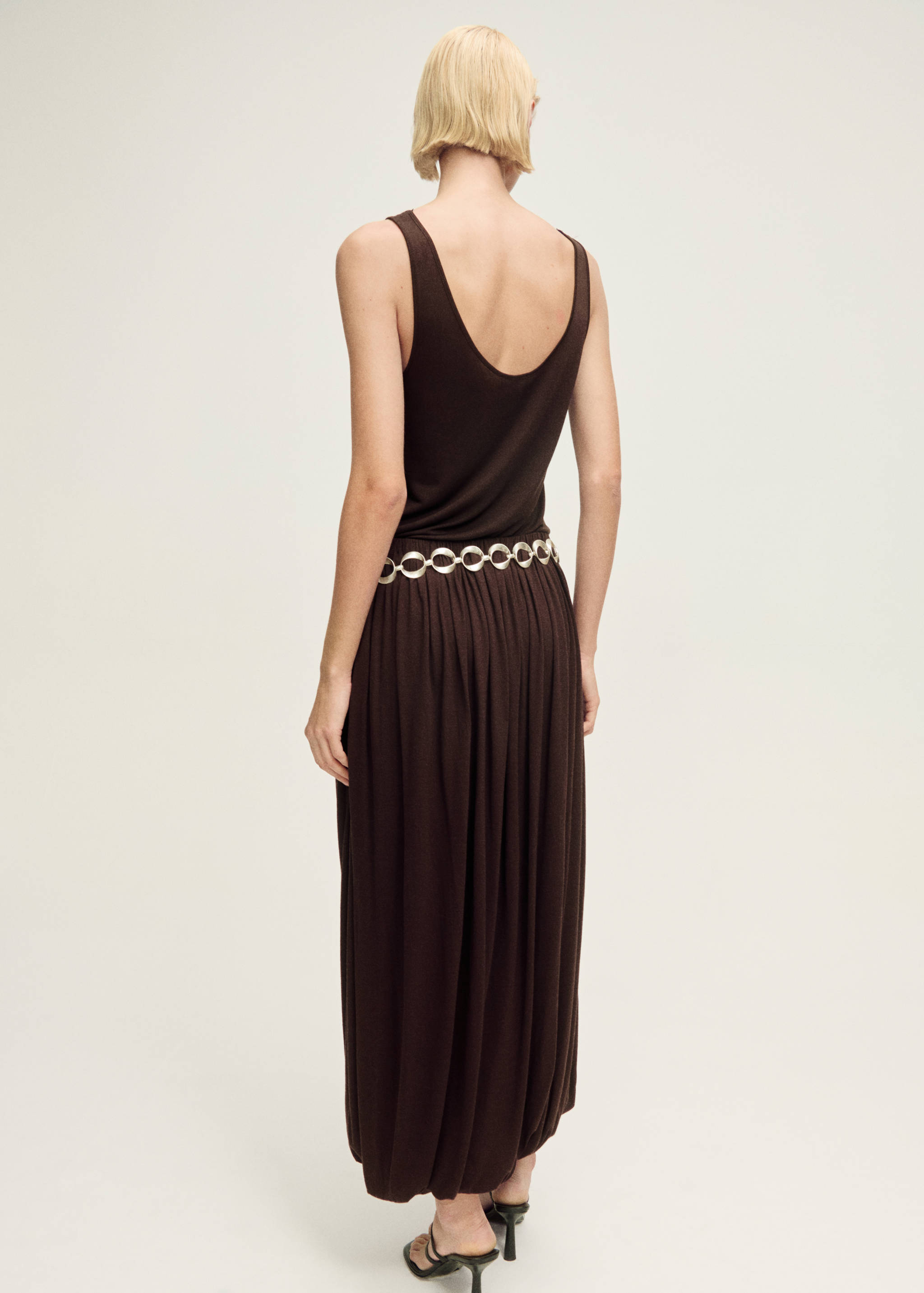 Gonna in misto lana con orlo a sbuffo - Retro dell'articolo