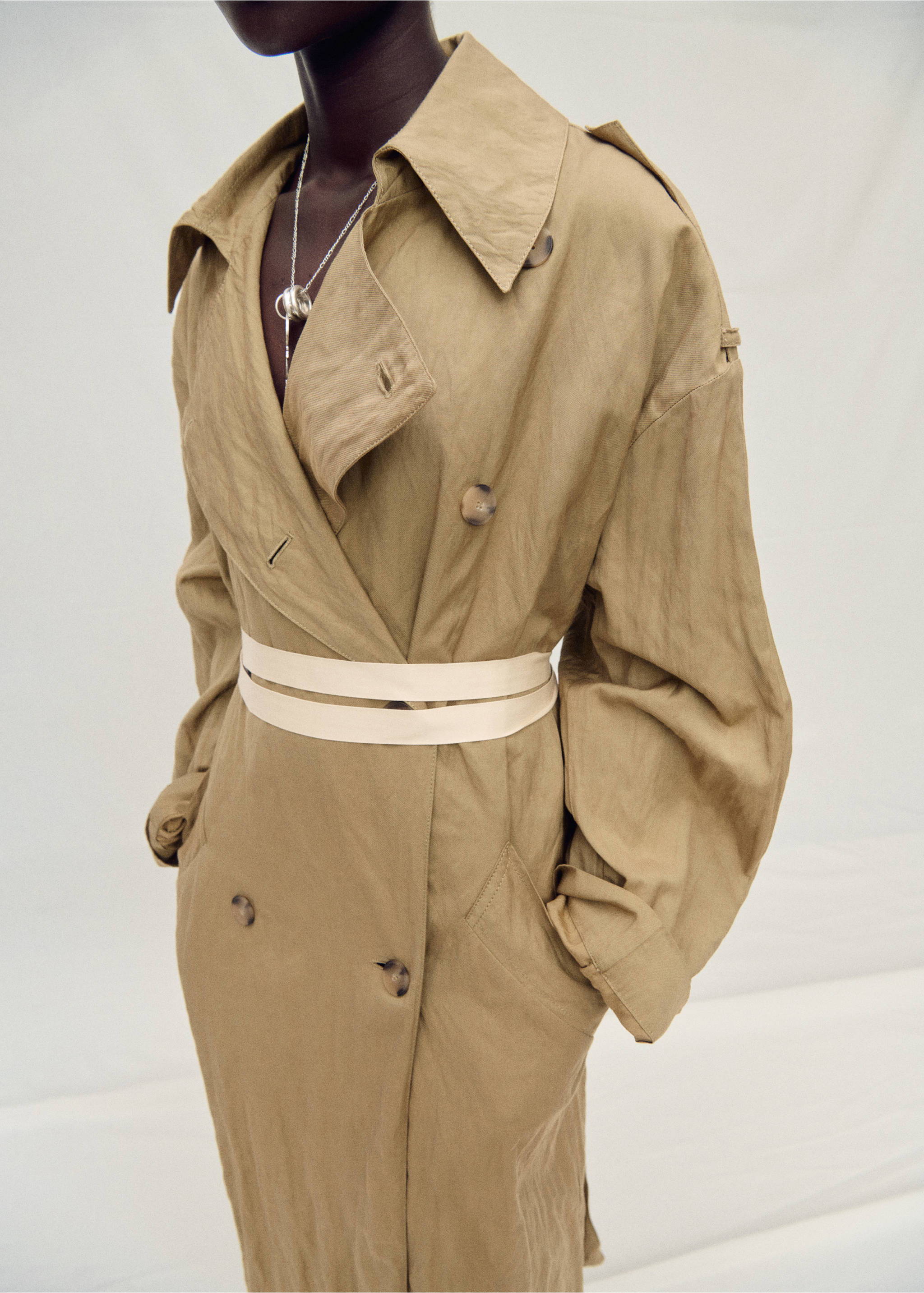 Oversized creased-effect trench coat - Medium plane, Medium Brown. Ref: 87097717-00.