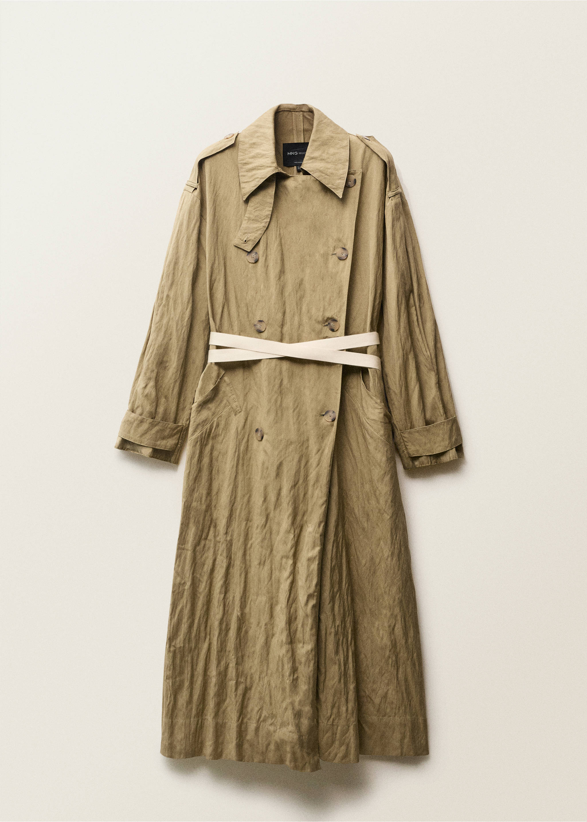 Oversized creased-effect trench coat - Article without model, Medium Brown. Ref: 87097717-00.