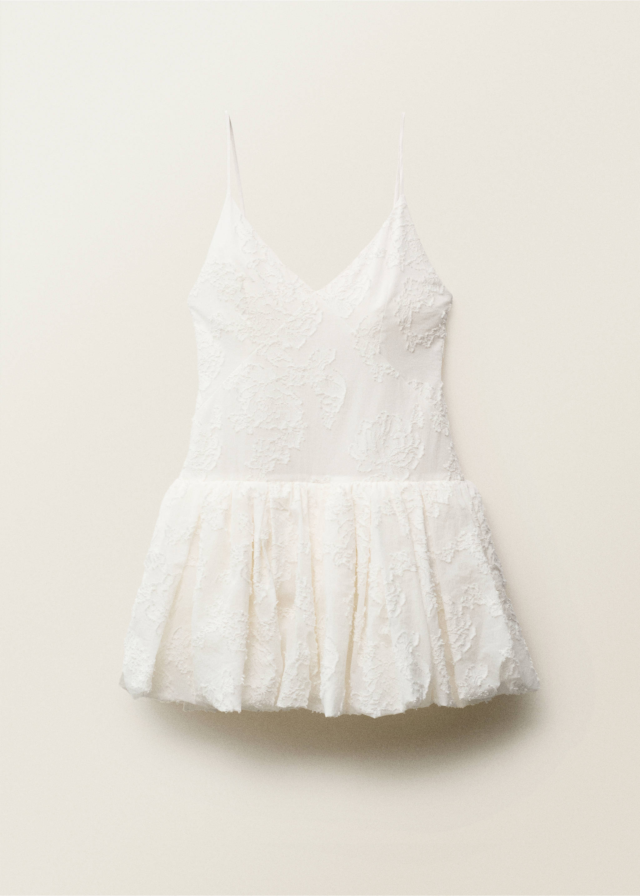 Textured balloon dress - Article without model, White. Ref: 87097718-00.