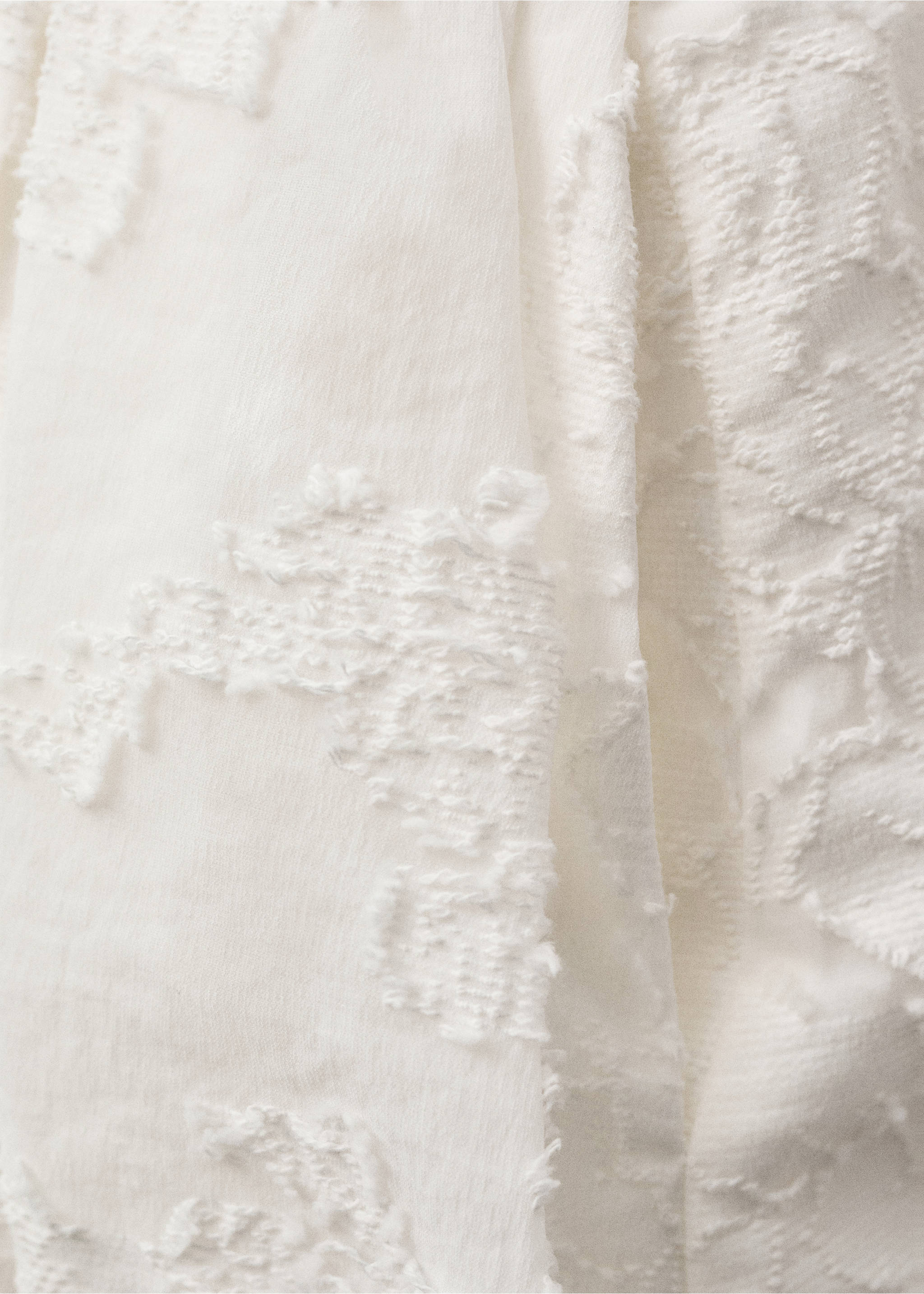 Textured balloon dress - Details of the article 0, White. Ref: 87097718-00.