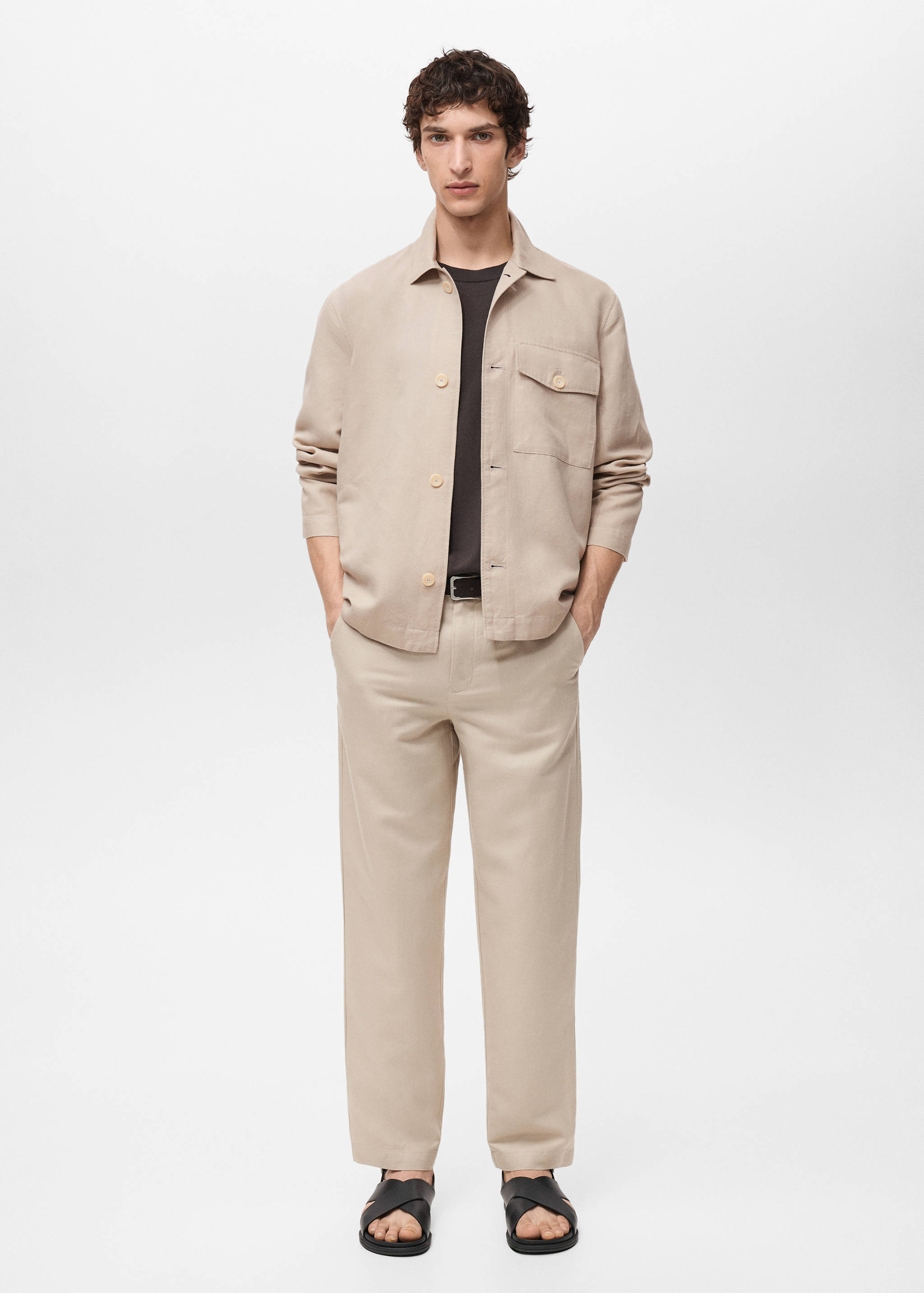 Straight-fit linen overshirt - General plane
