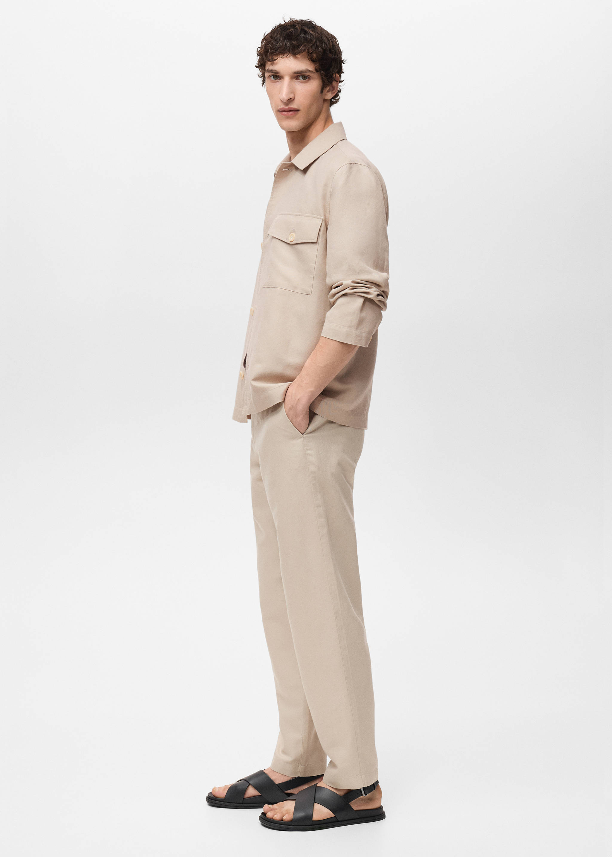 Straight-fit linen overshirt - Details of the article 2