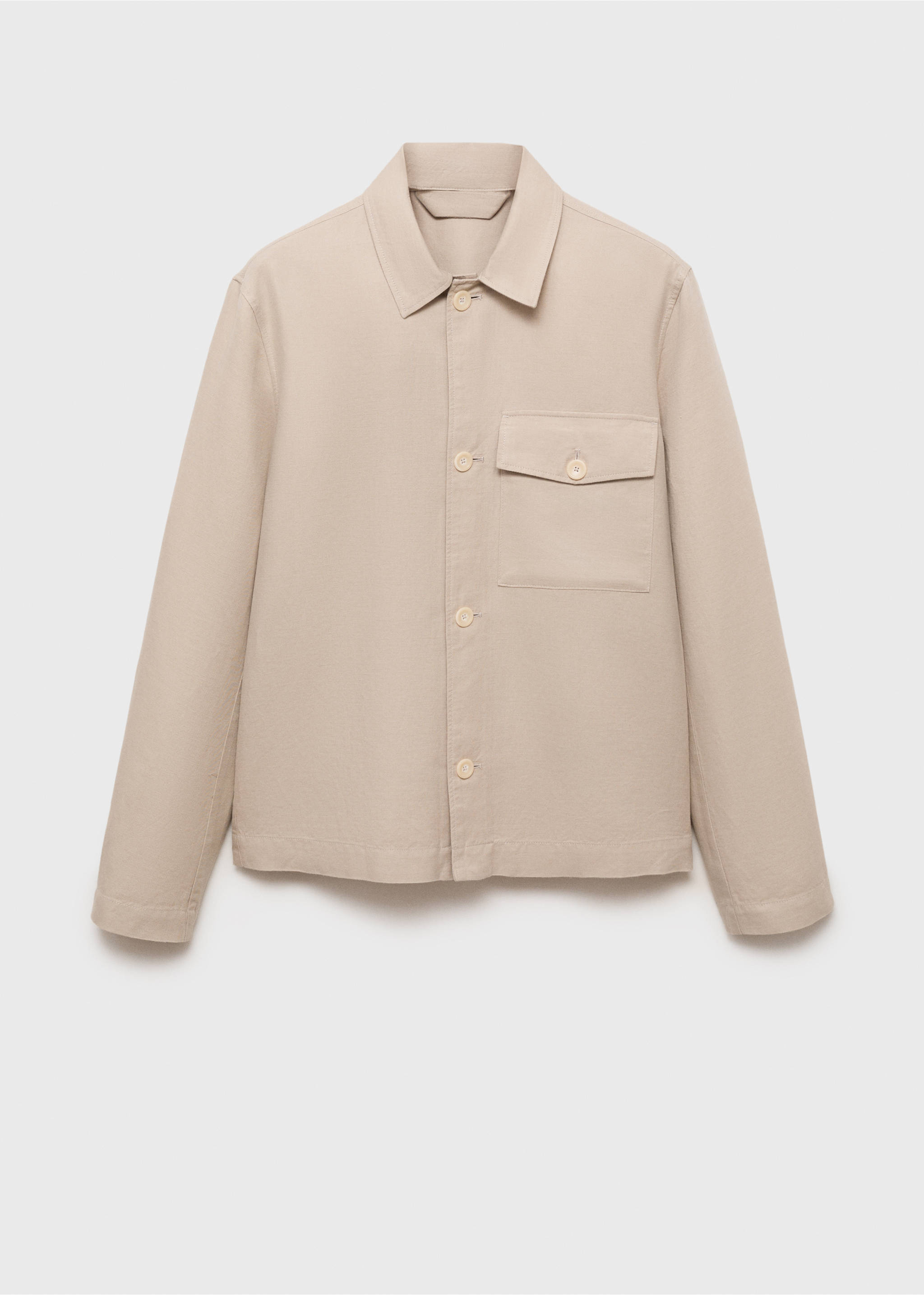 Straight-fit linen overshirt - Article without model, Sand. Ref: 87097886-00.