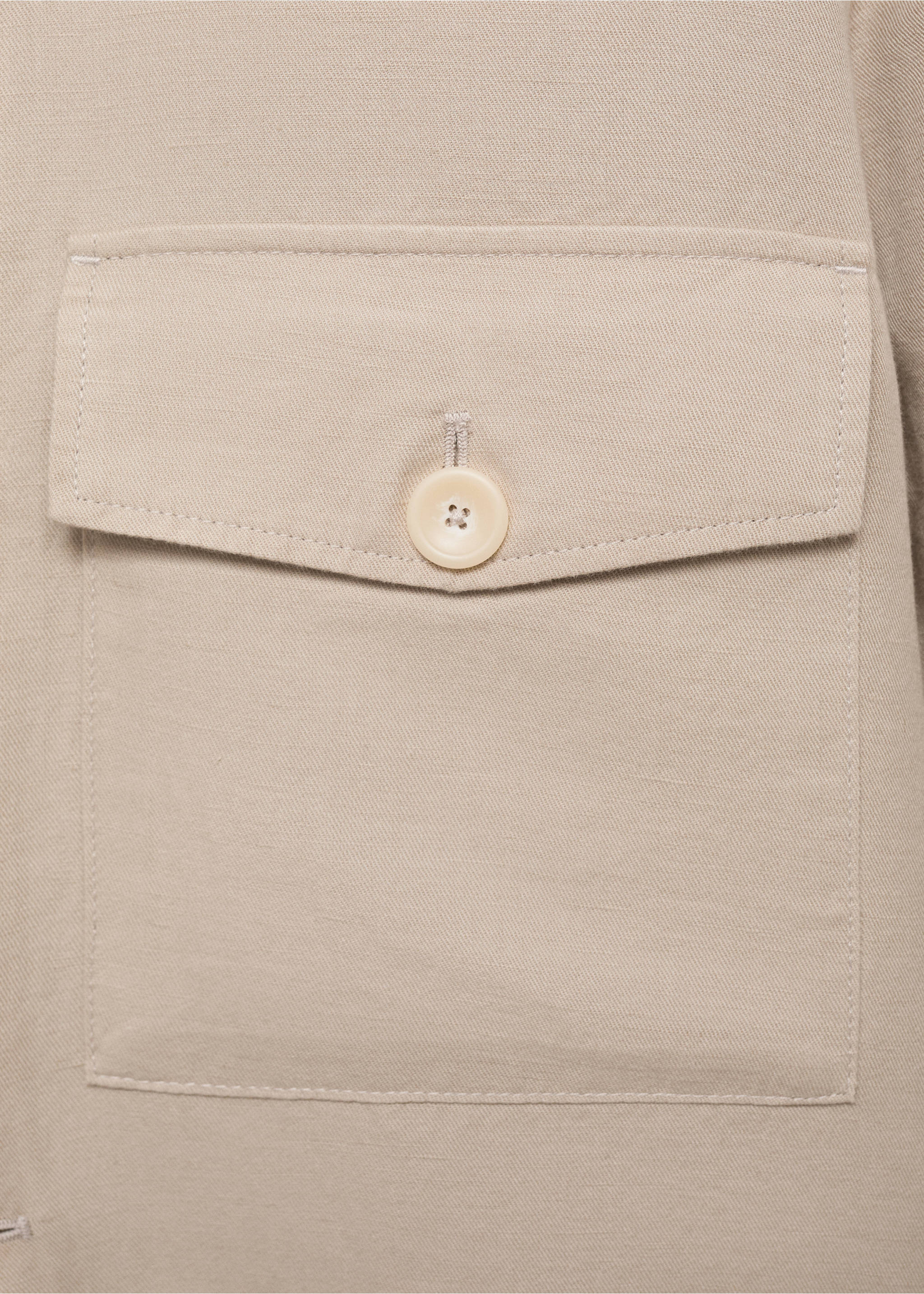 Straight-fit linen overshirt - Details of the article 0, Sand. Ref: 87097886-00.