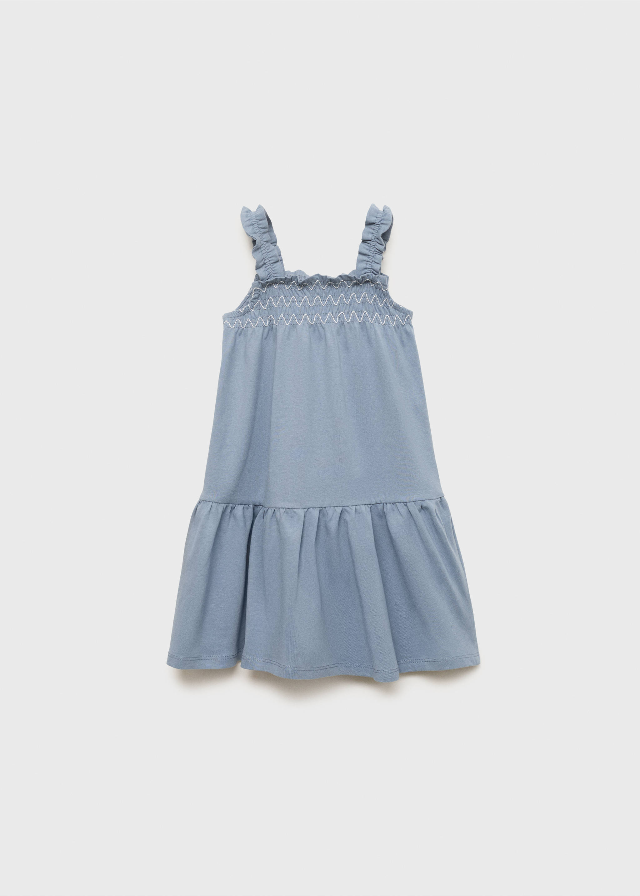 Klänning med rynkdetaljer - Artikelns baksida, Blå. Ref: 87097891-00.