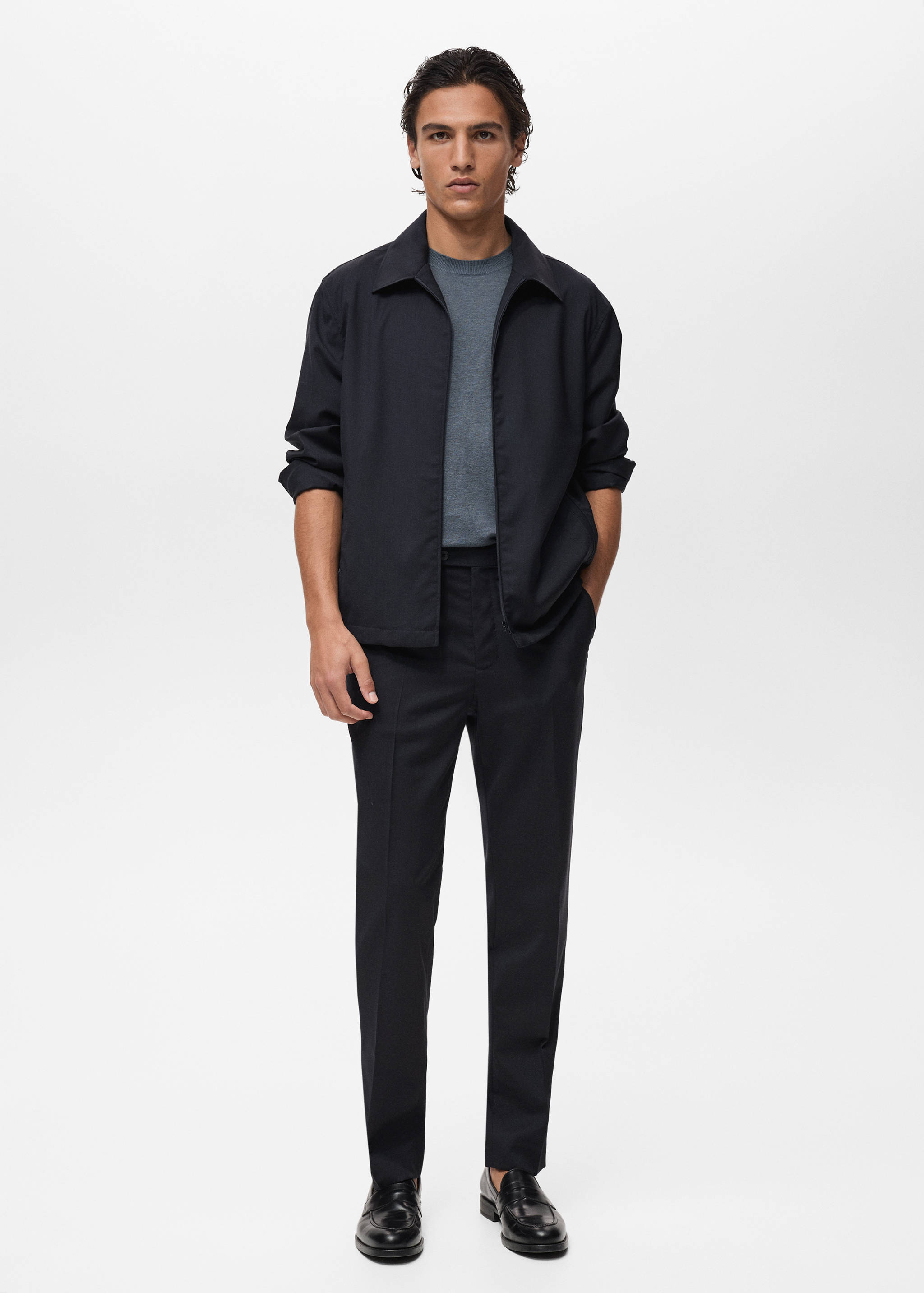 Cold wool jacket with shirt collar - General plane