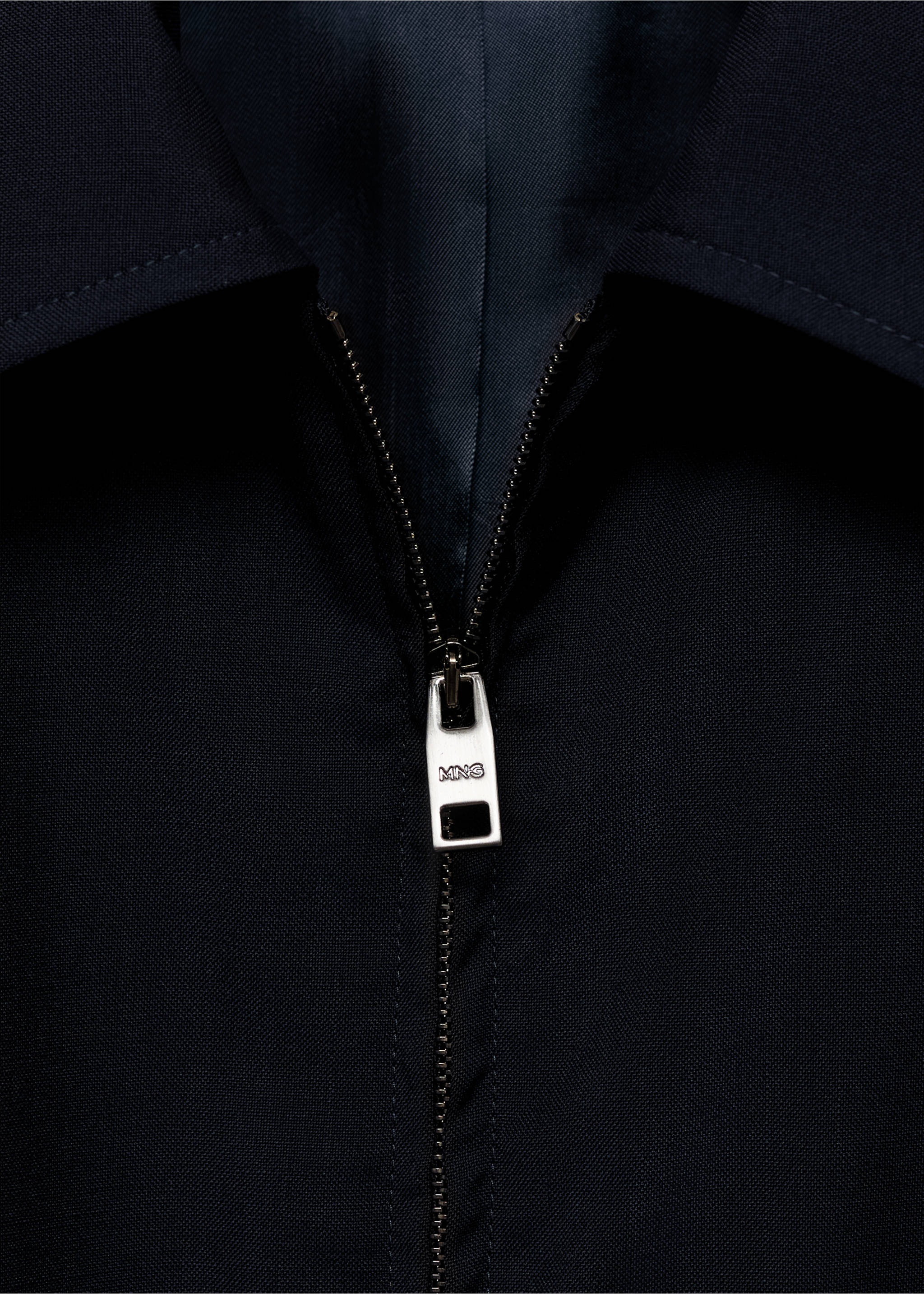 Jachetă din lână cu guler de cămașă - Detaliu al articolului 8, Bleumarin închis. Ref: 87097892-00.