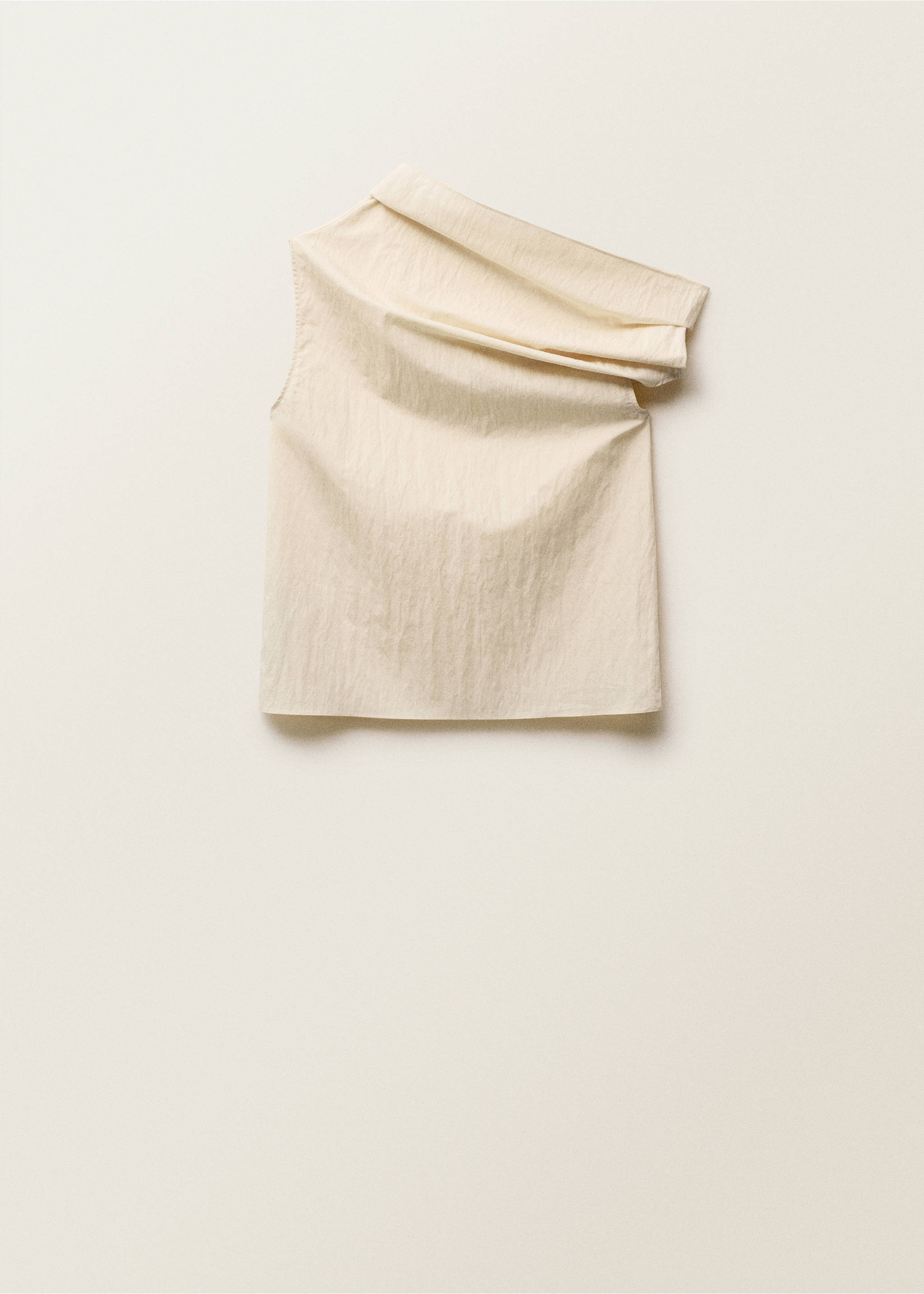 Cotton blouse with asymmetrical collar - Article without model, Ecru. Ref: 87097895-00.