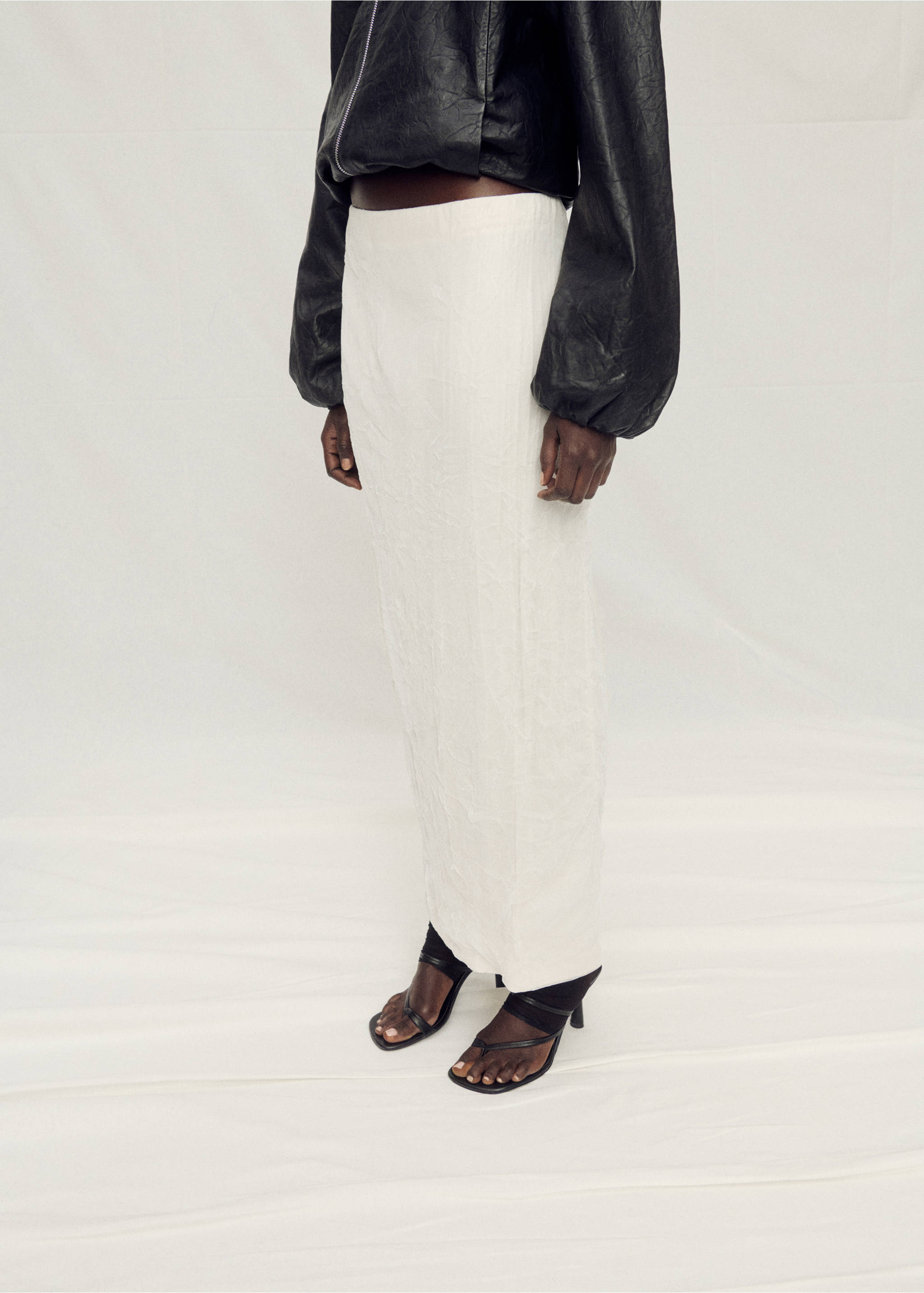 Falda recta tul - Plano medio, Blanco roto. Ref: 87097905-00.