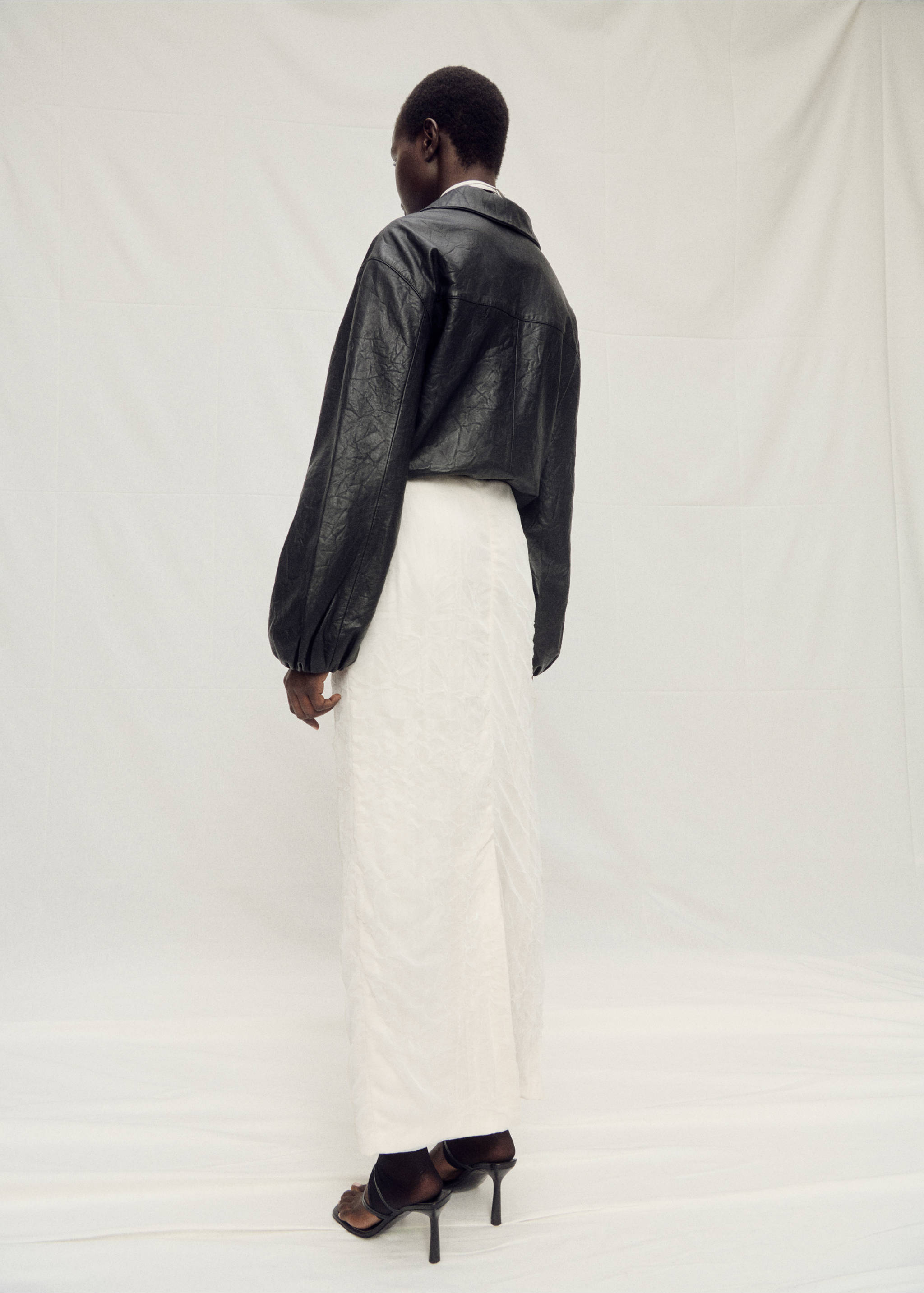 Falda recta tul - Reverso del artículo, Blanco roto. Ref: 87097905-00.