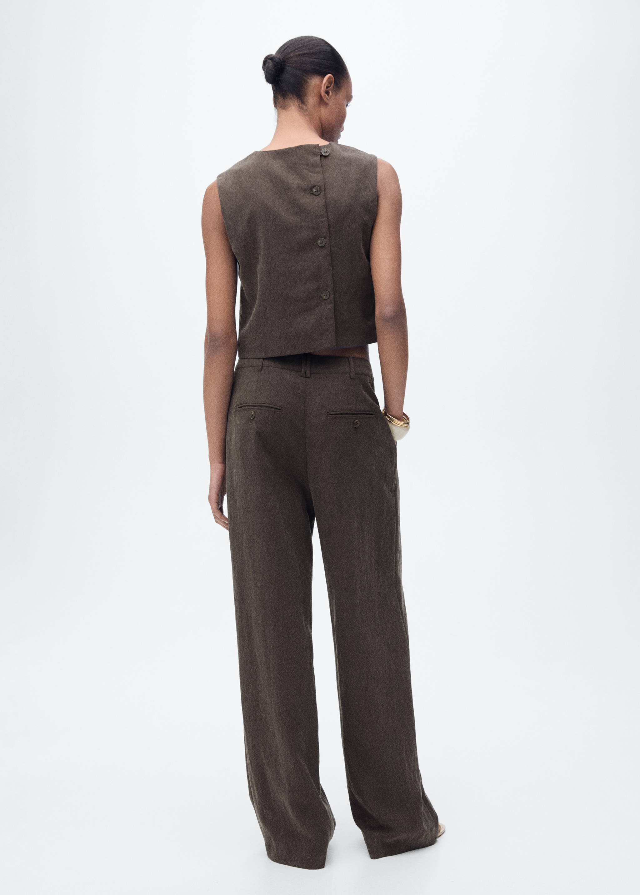 Pantalón lyocell recto pinzas - Reverso del artículo