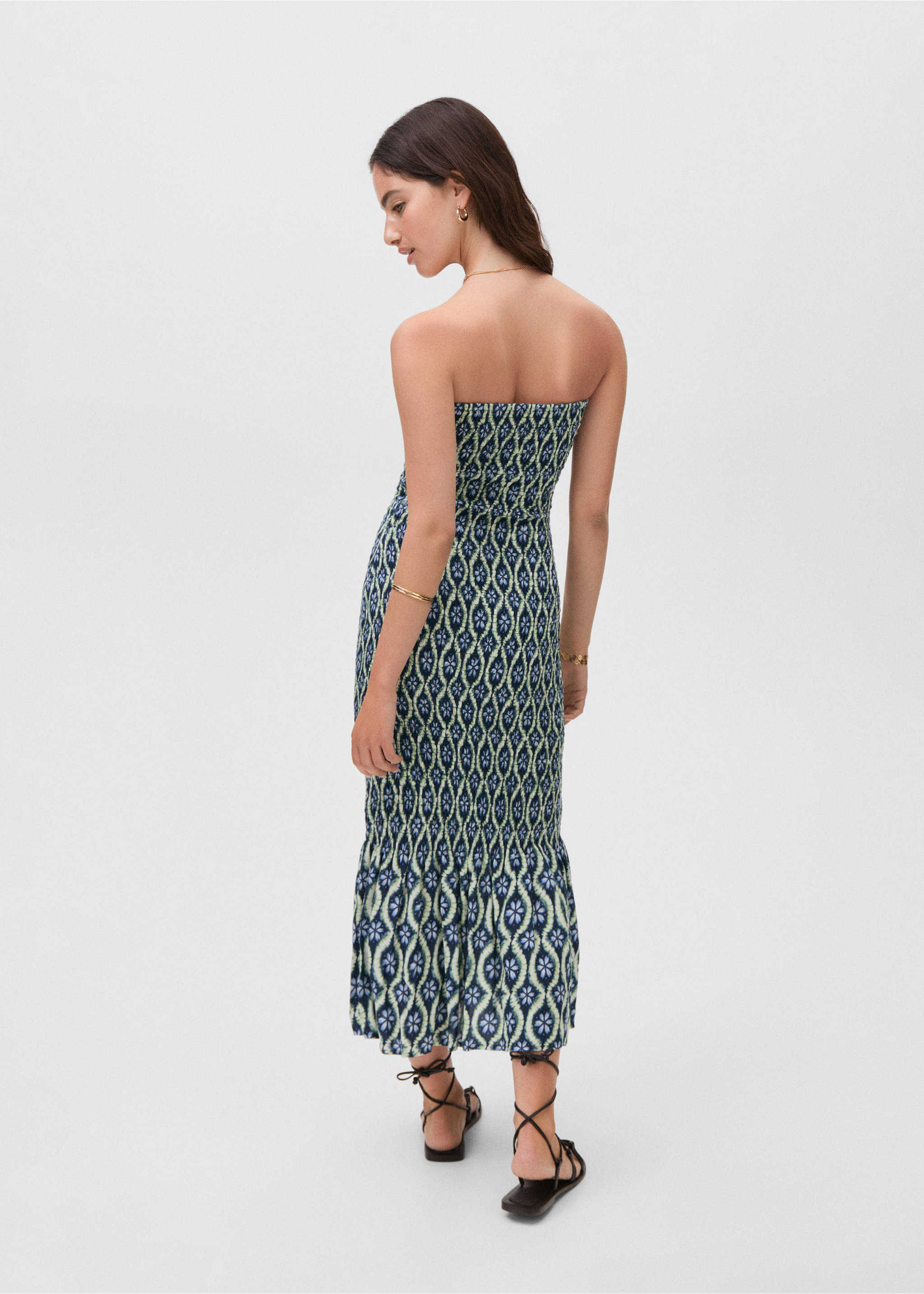 Robe bustier imprimée - Verso de l’article, Bleu marine. Ref: 87098264-00.