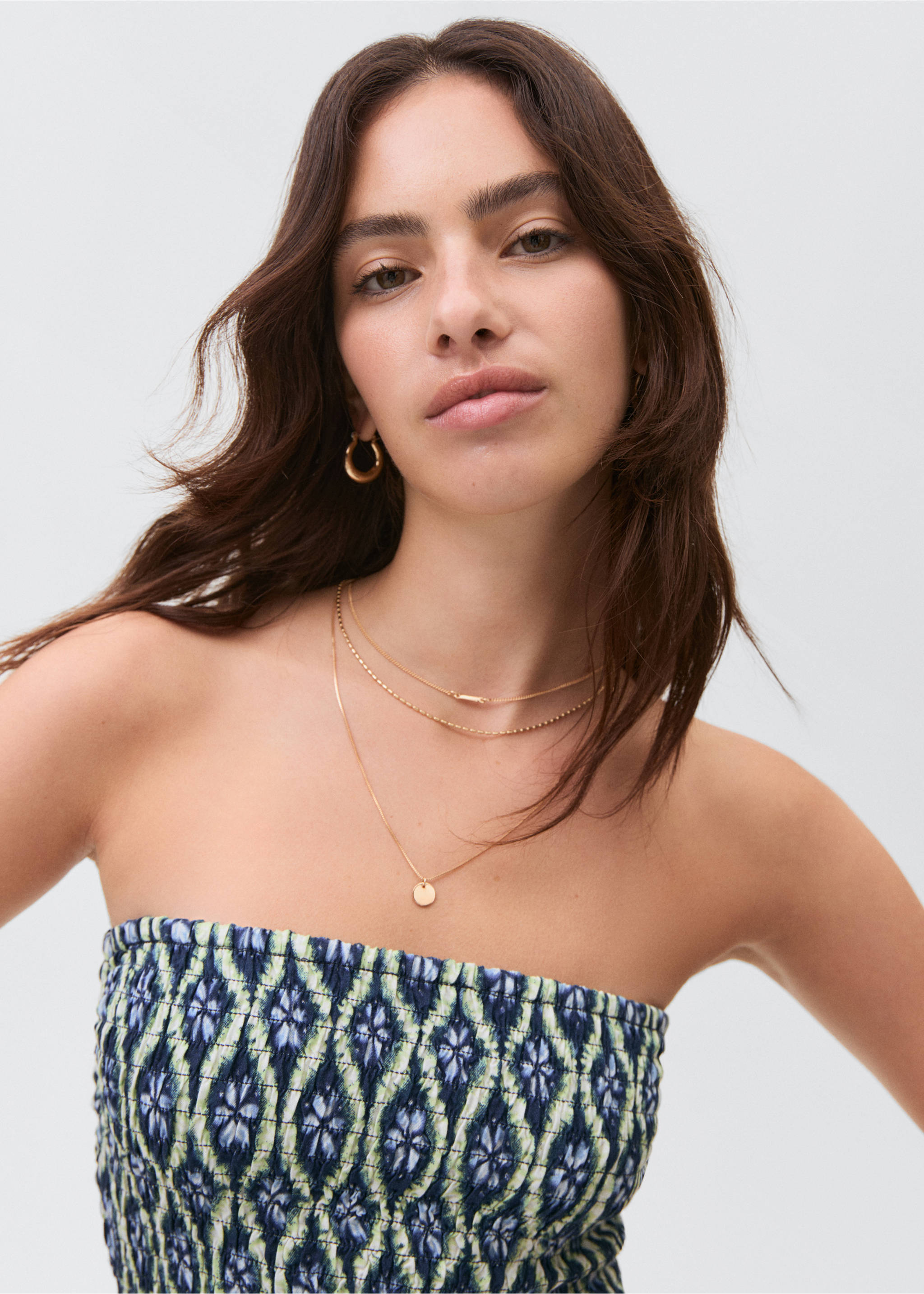 Robe bustier imprimée - Détail de l'article 1, Bleu marine. Ref: 87098264-00.