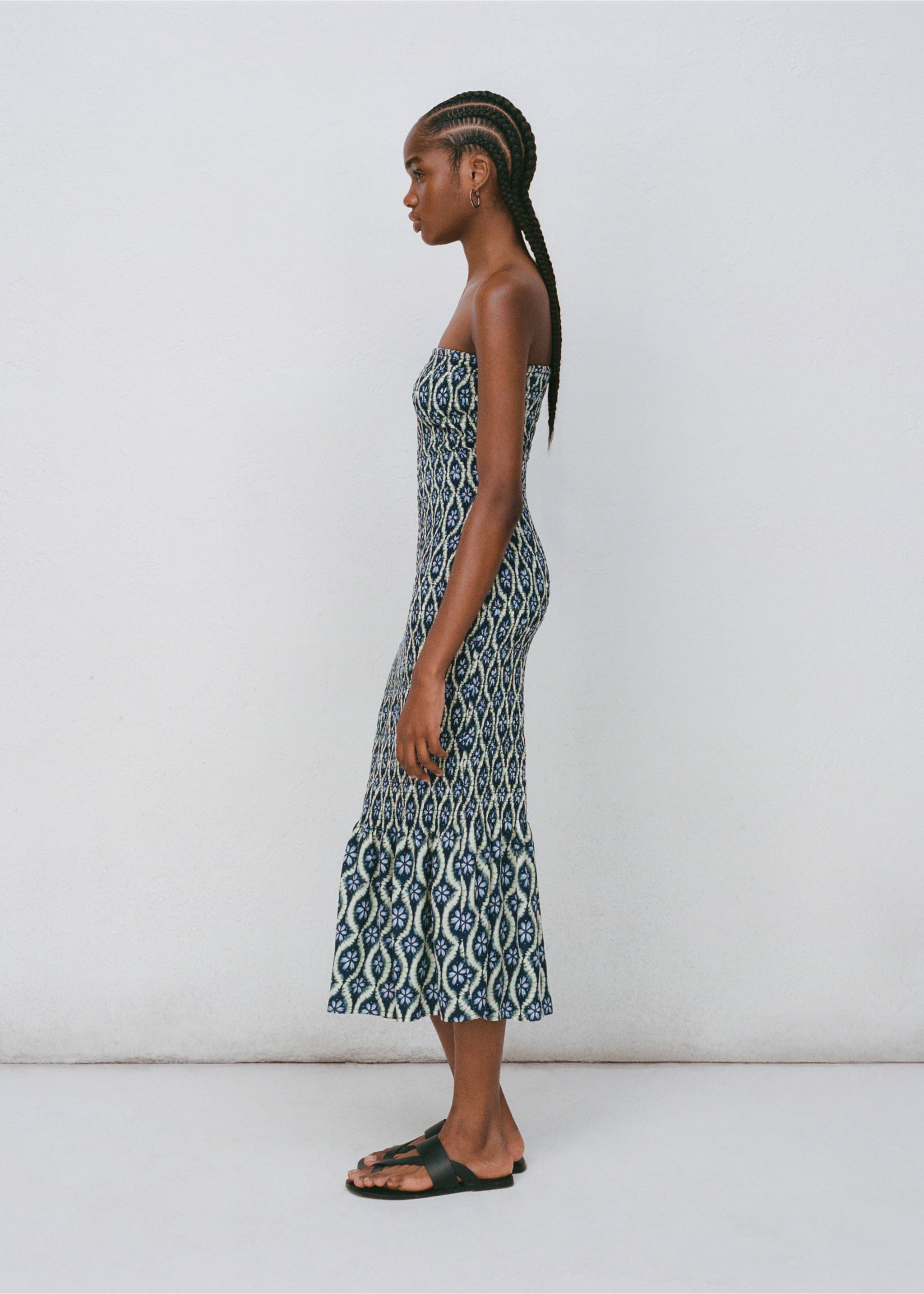 Robe bustier imprimée - Détail de l'article 5, Bleu marine. Ref: 87098264-00.