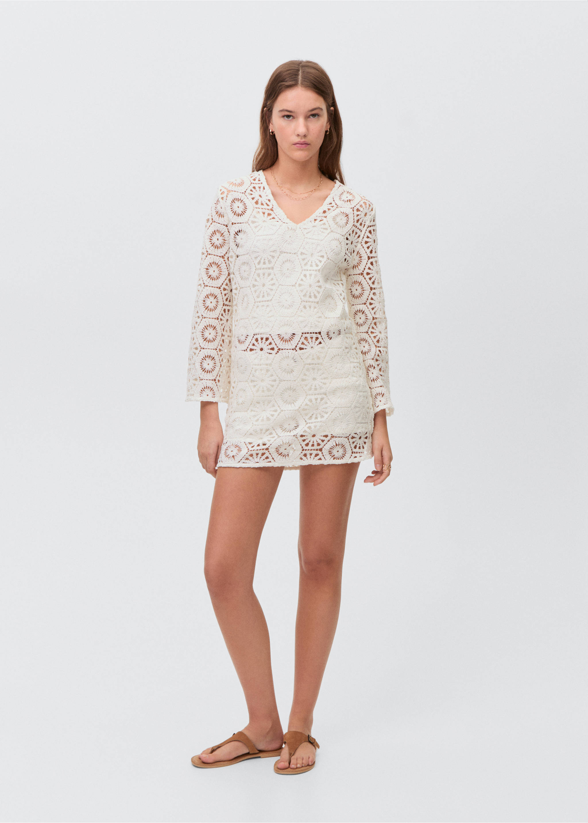 Vestito crochet trasparente - Piano generale, Bianco sporco. Ref: 87098265-00.