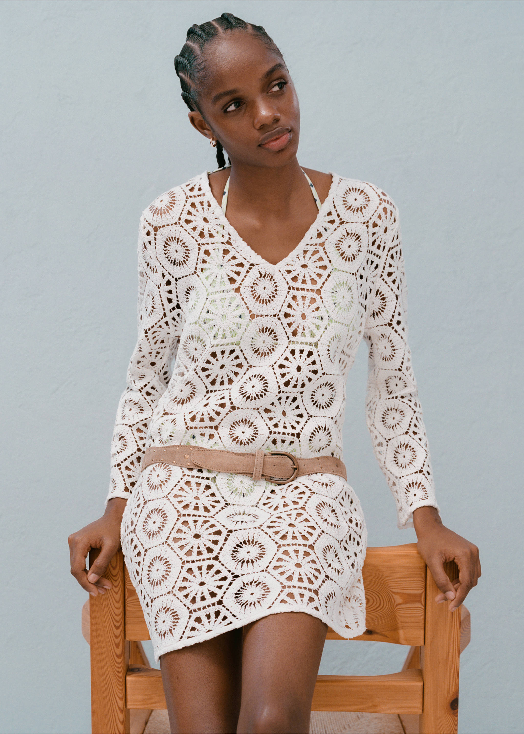 Vestito crochet trasparente - Dettaglio dell'articolo 5, Bianco sporco. Ref: 87098265-00.
