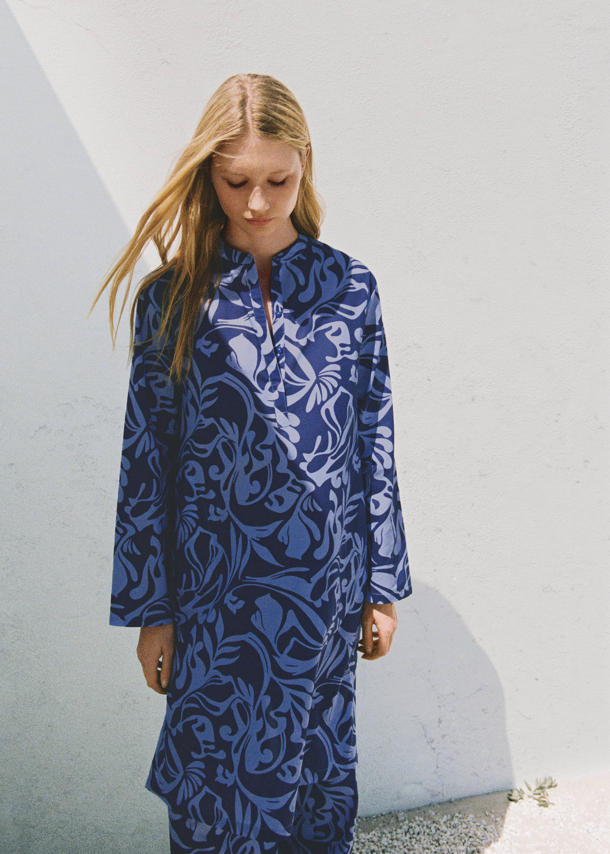Two-tone printed cotton caftan - Details of the article 7
