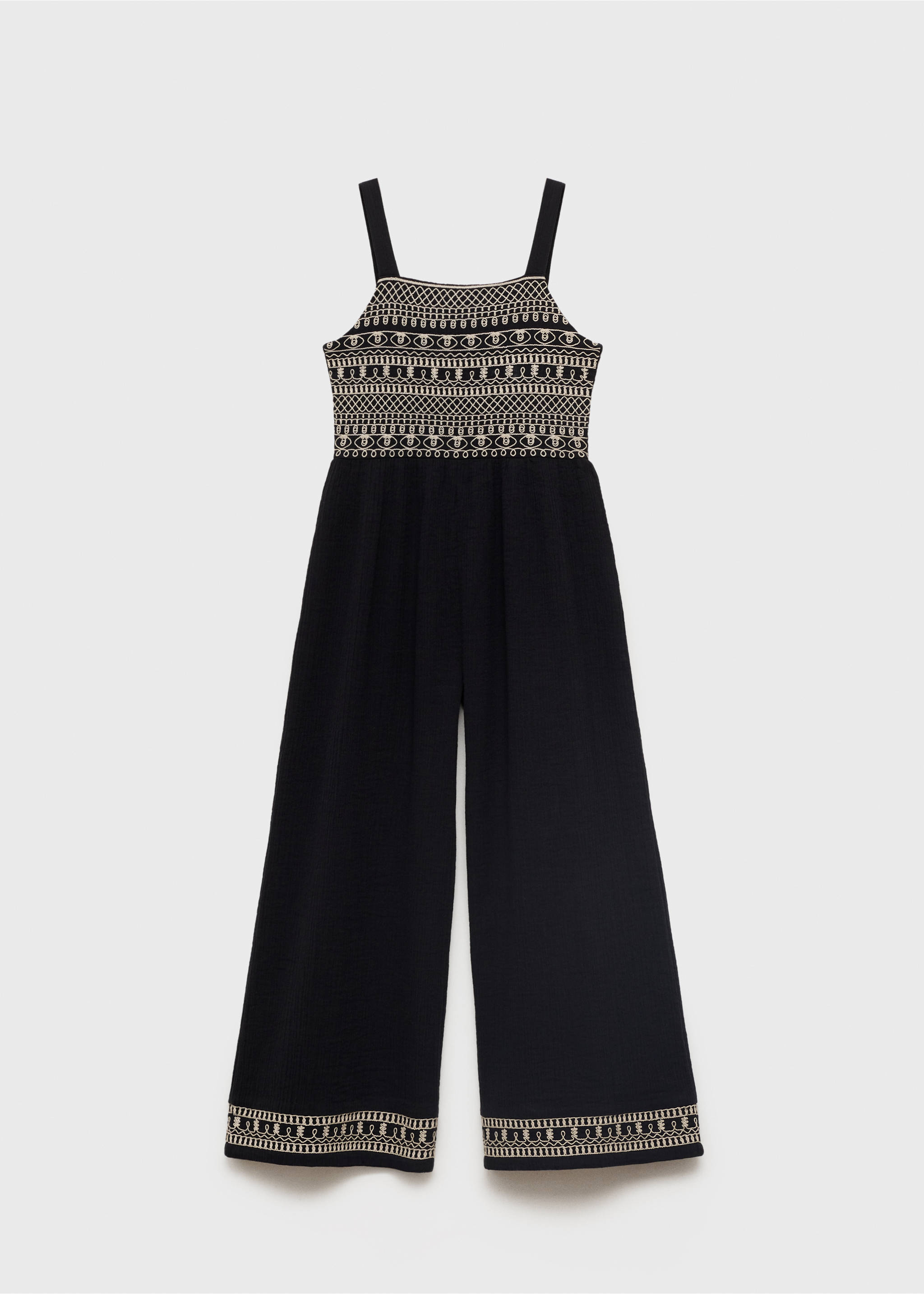Embroidered panel jumpsuit - Article without model, Black. Ref: 87098270-00.