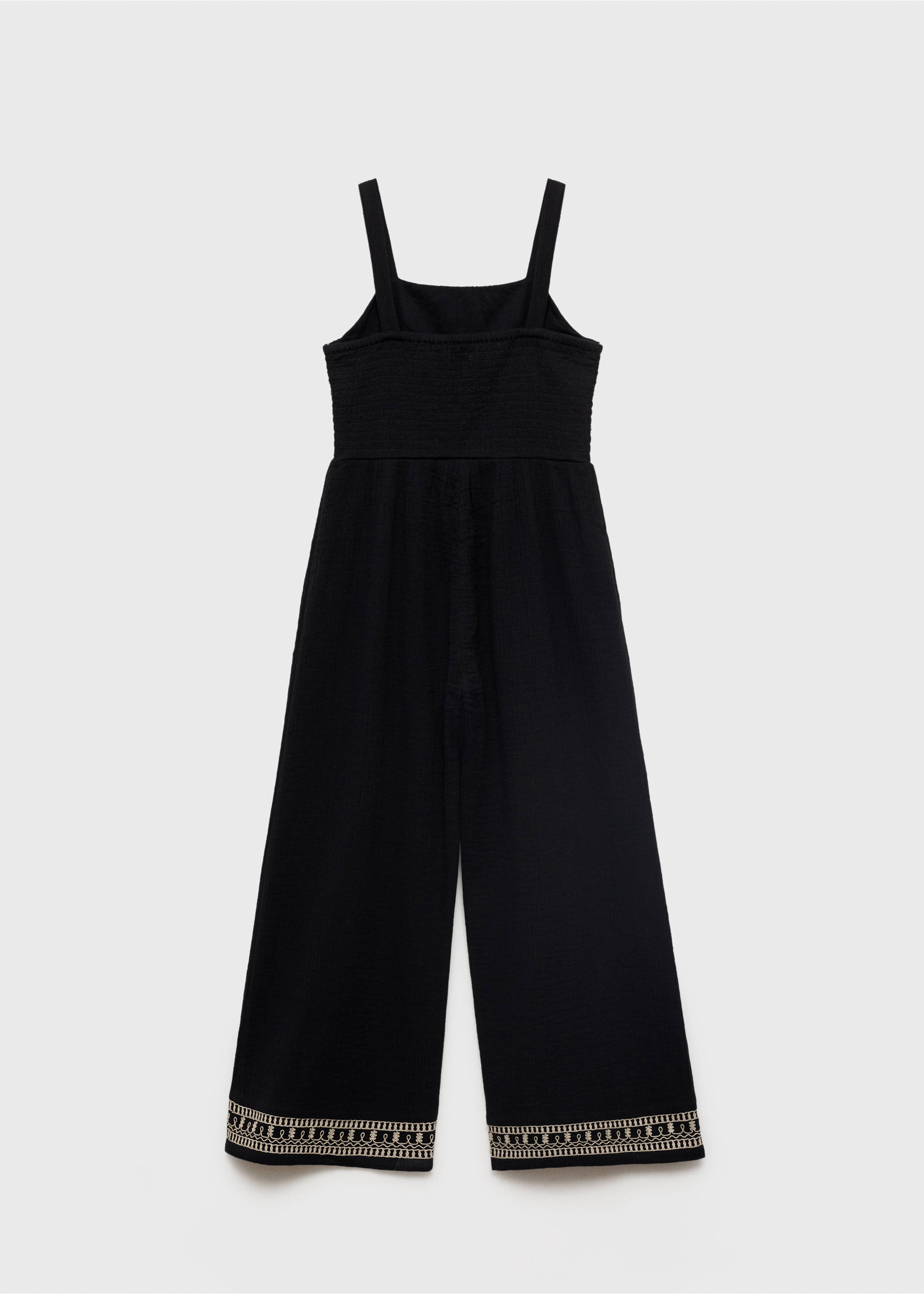 Embroidered panel jumpsuit - Reverse of the article, Black. Ref: 87098270-00.