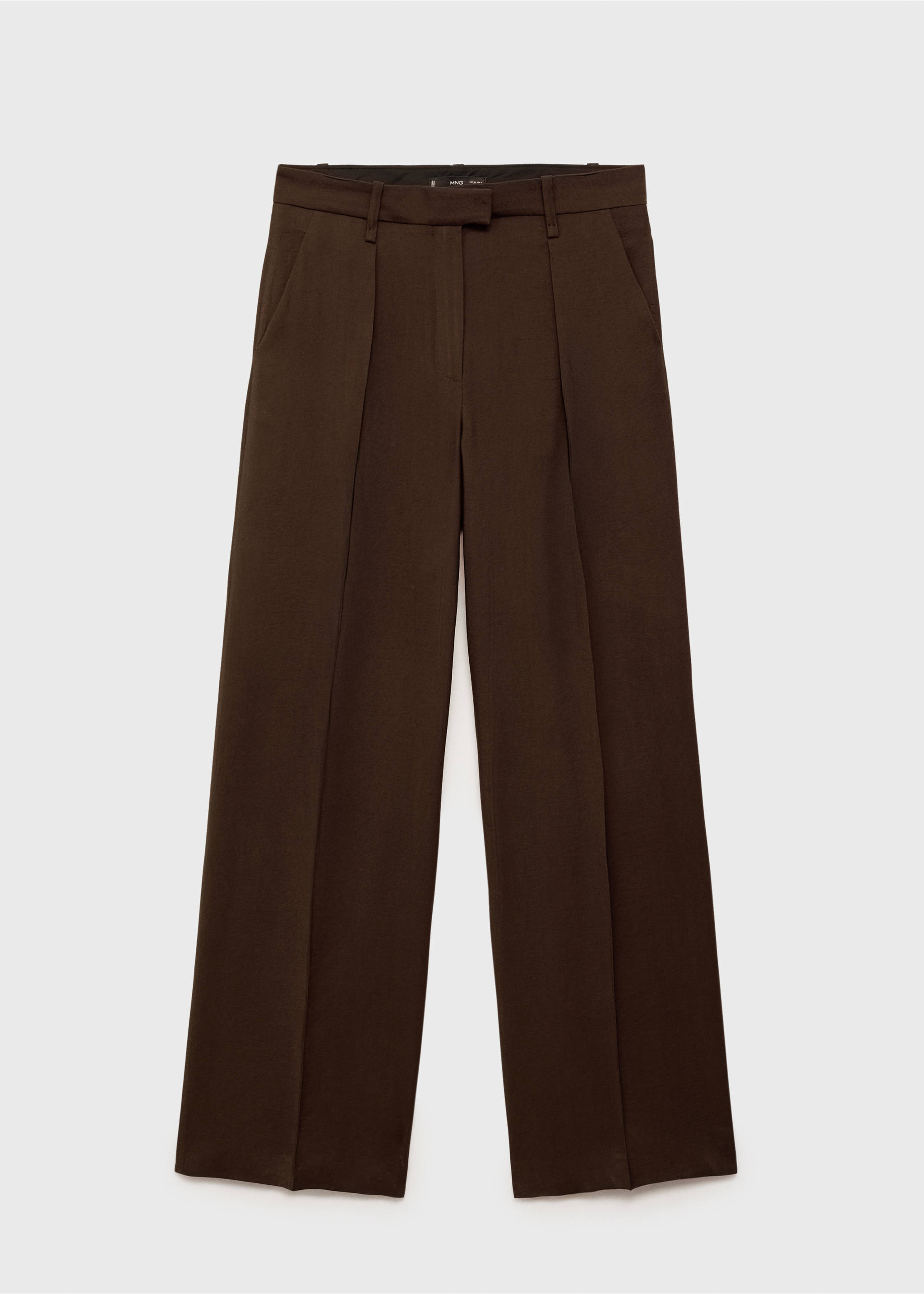 Wide leg pleated pants - Article without model, Chocolate. Ref: 87098273-00.