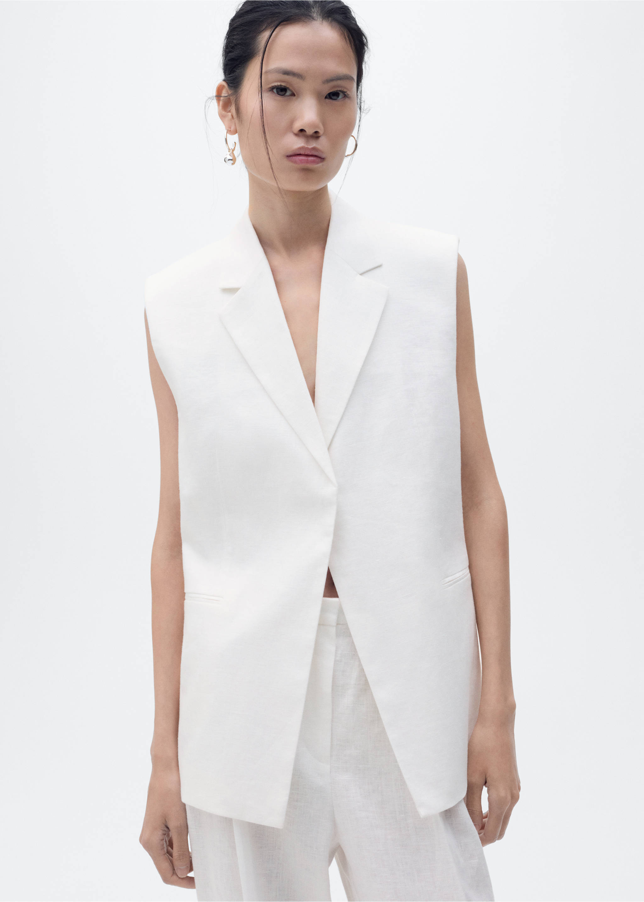 Pantalon de costume lin - Détail de l'article 1, Blanc cassé. Ref: 87098639-00.