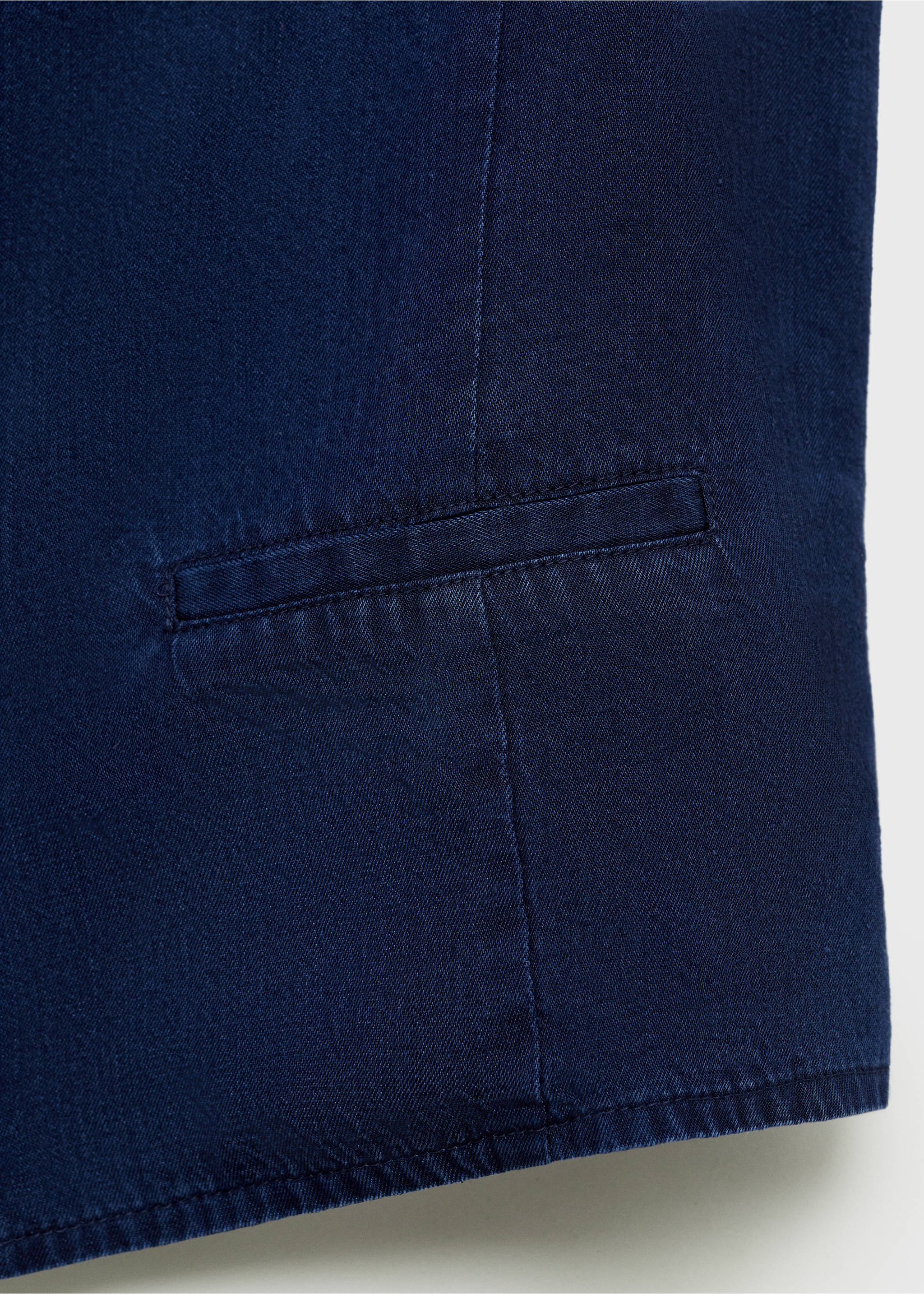 Denim-effect lyocell waistcoat - Details of the article 0, Dark Blue. Ref: 87098641-00.