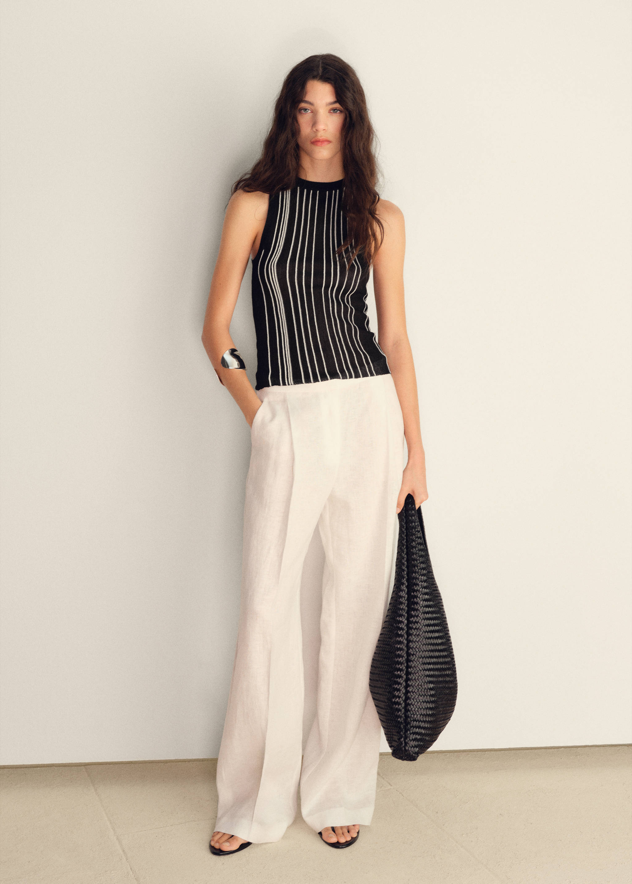 Gestreiftes Neckholder-Top - Allgemeine Ansicht