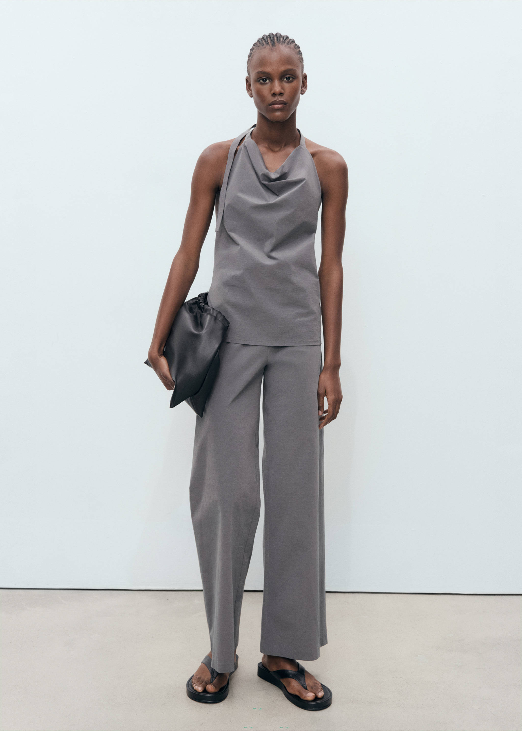 Open-back draped top - General plane, Grey. Ref: 87098644-00.