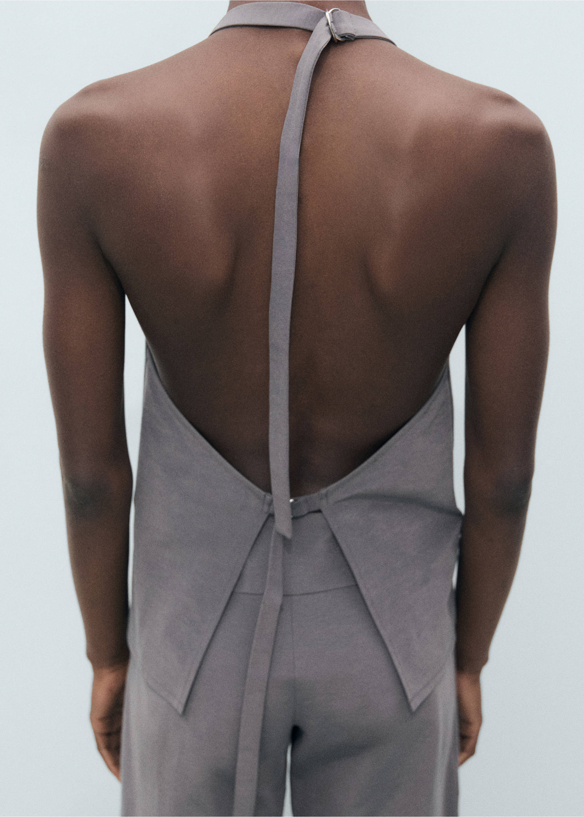Open-back draped top - Reverse of the article, Grey. Ref: 87098644-00.