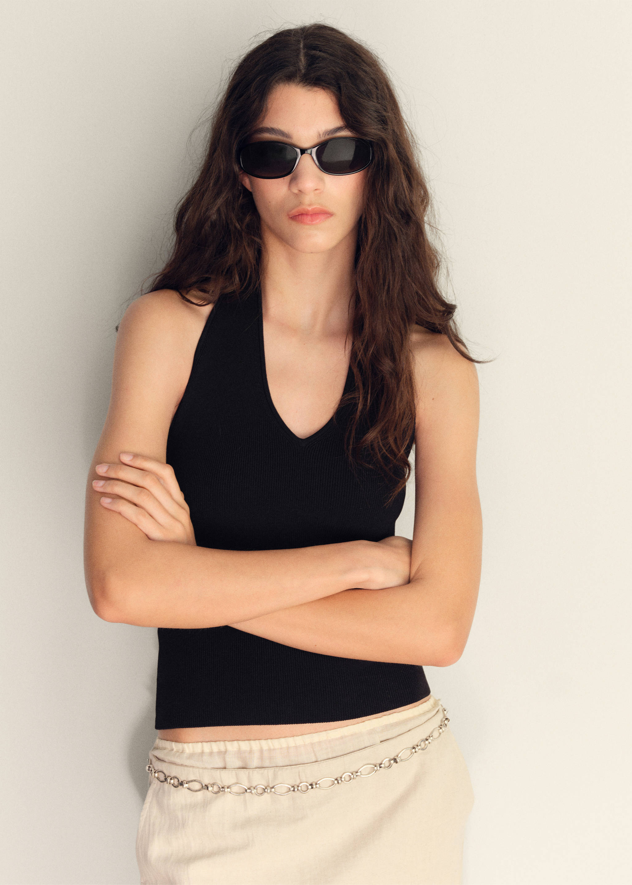 Ribbed halter-neck top - Medium plane