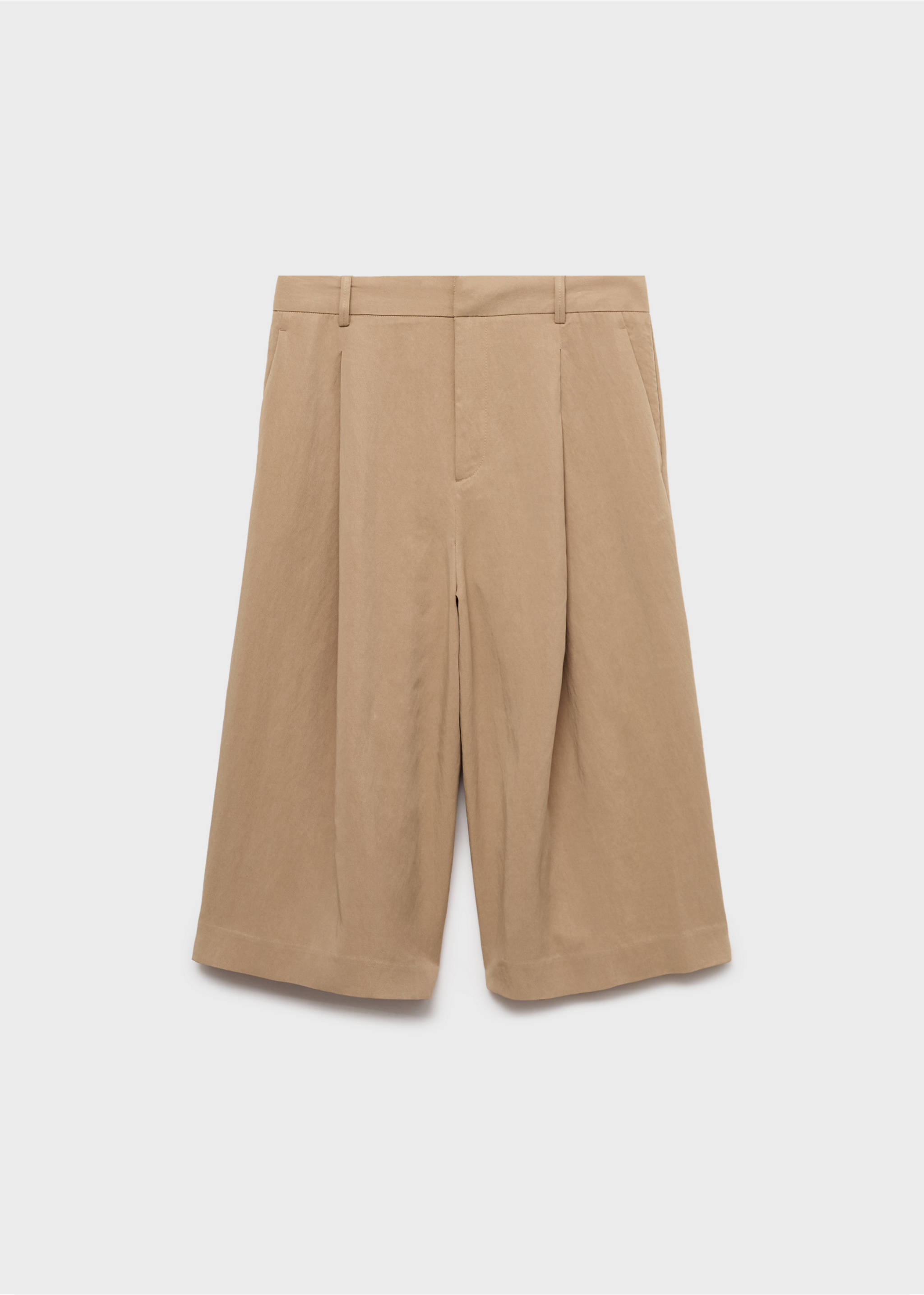 Lyocell pleated bermuda shorts - Article without model, Beige. Ref: 87099062-00.