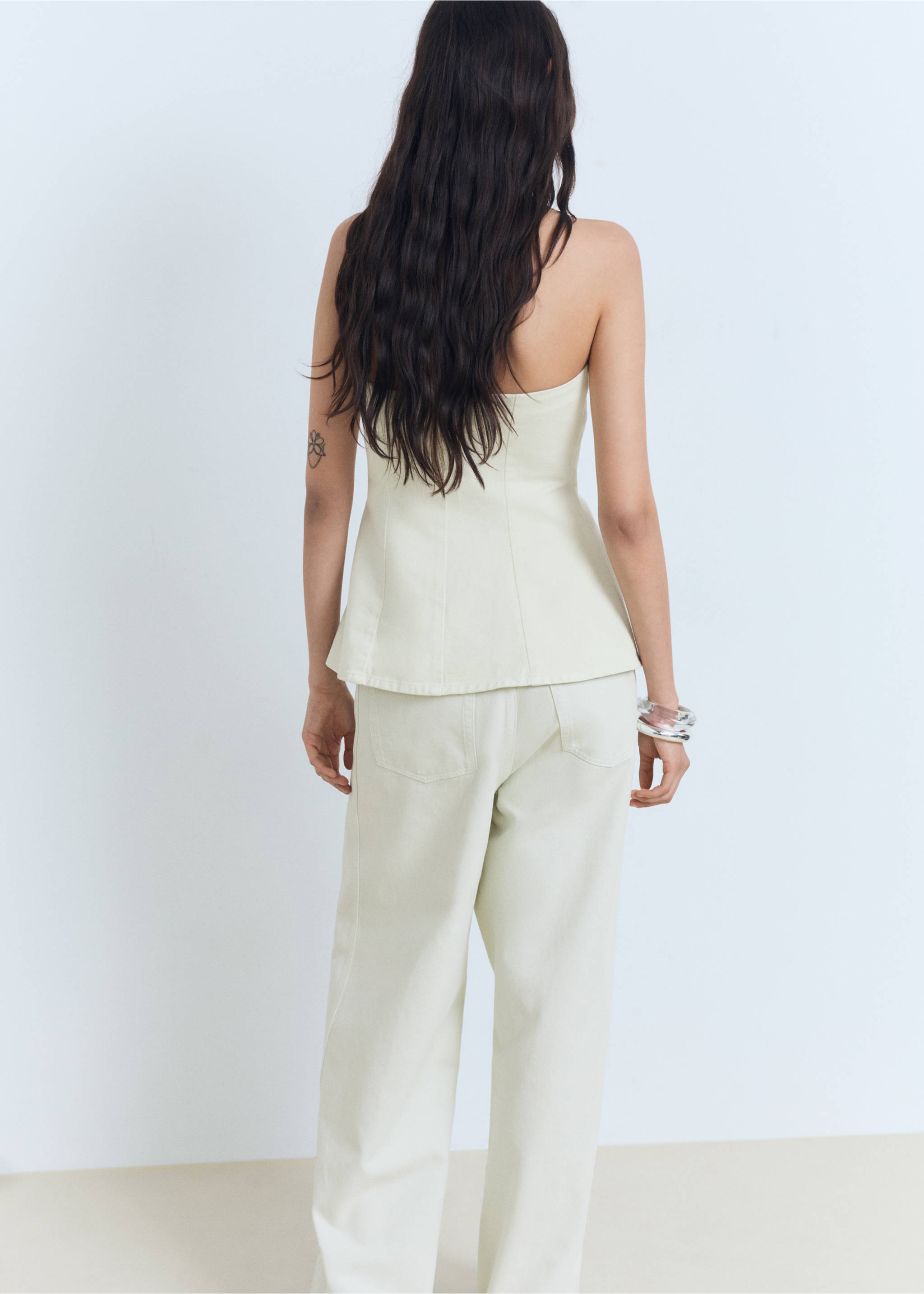 Strapless flared top - Reverse of the article, Pastel Green. Ref: 87099064-00.