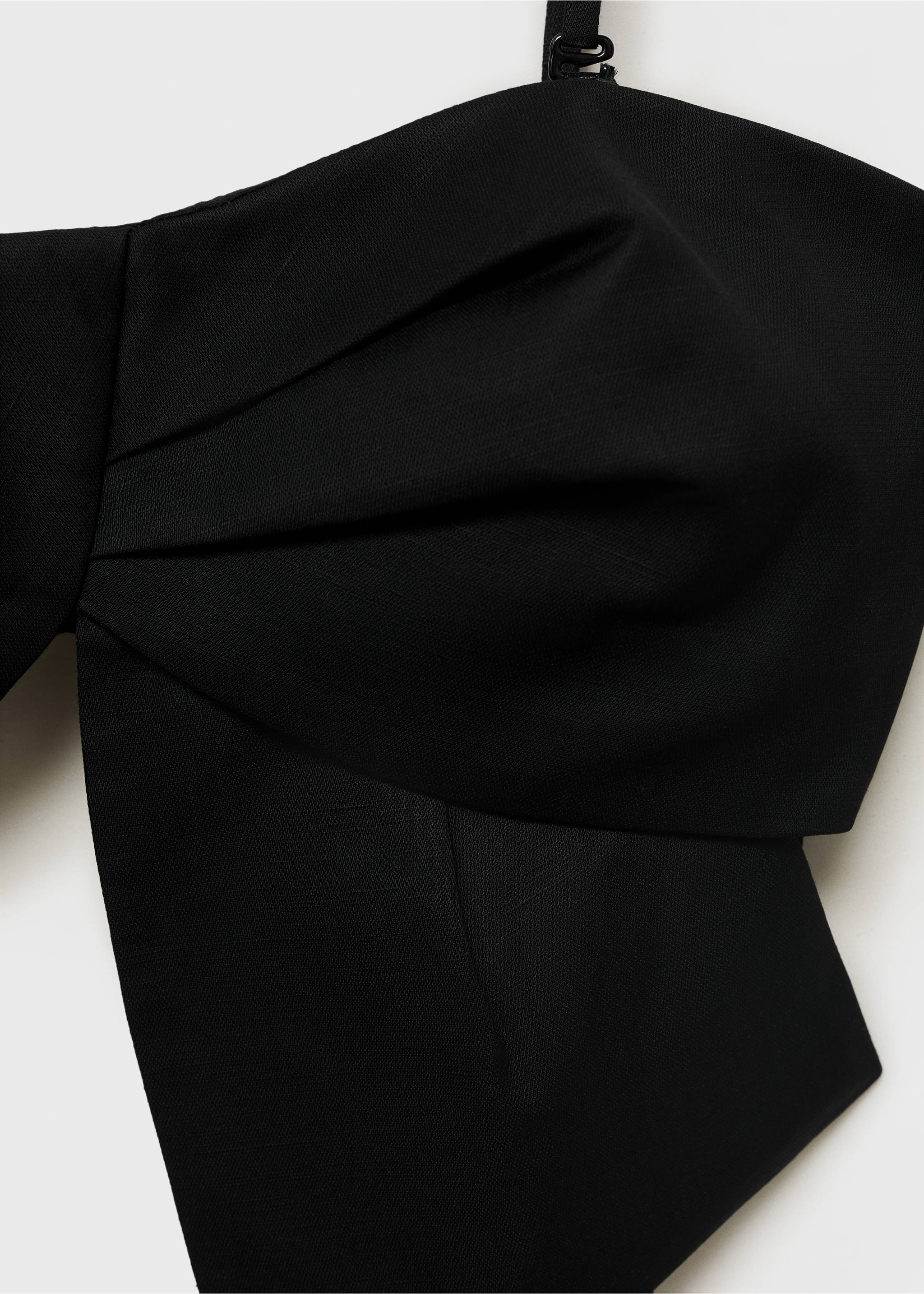 Bow-design crop top - Details of the article 8, Black. Ref: 87099065-00.