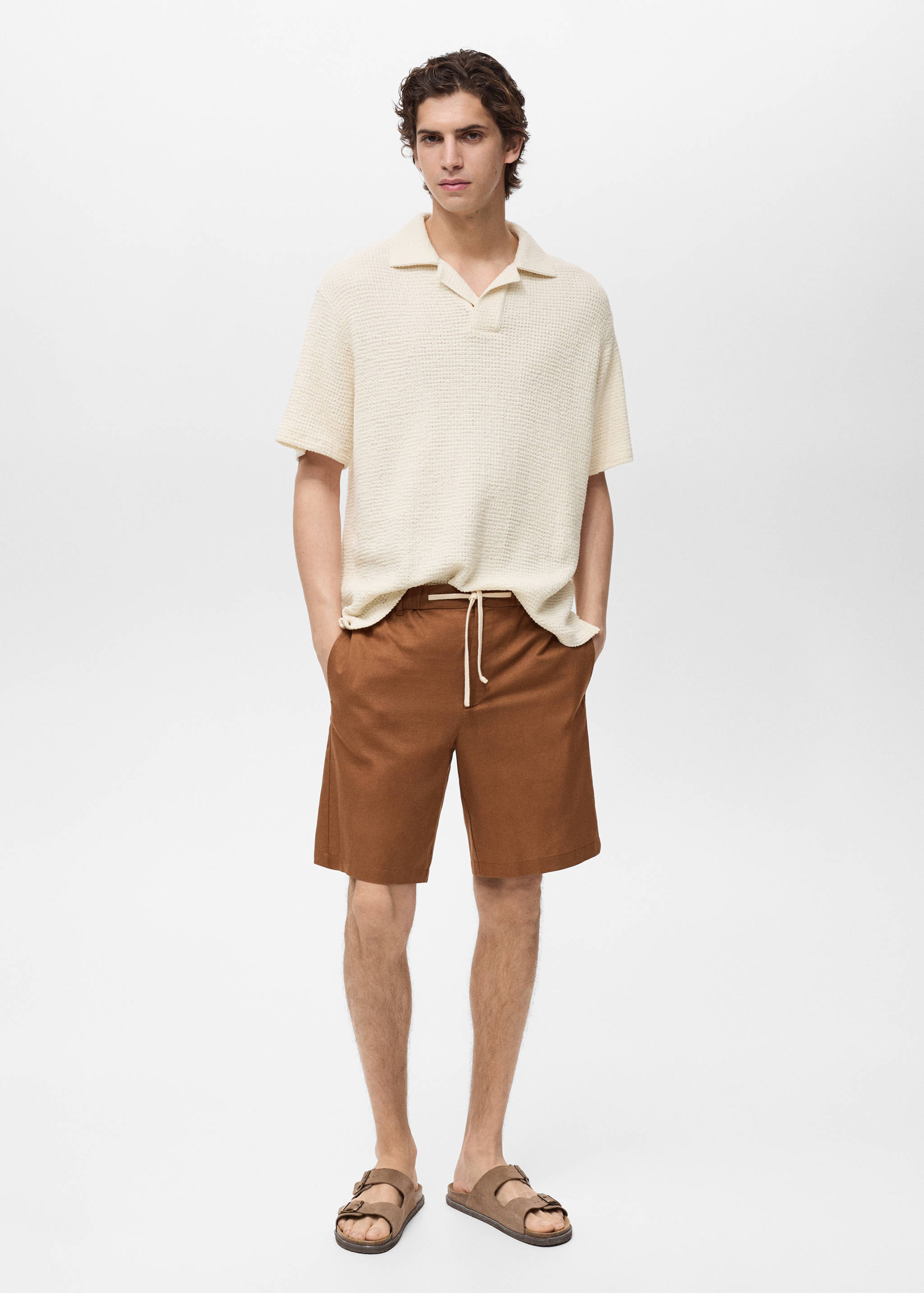 Crochet cotton polo shirt - General plane