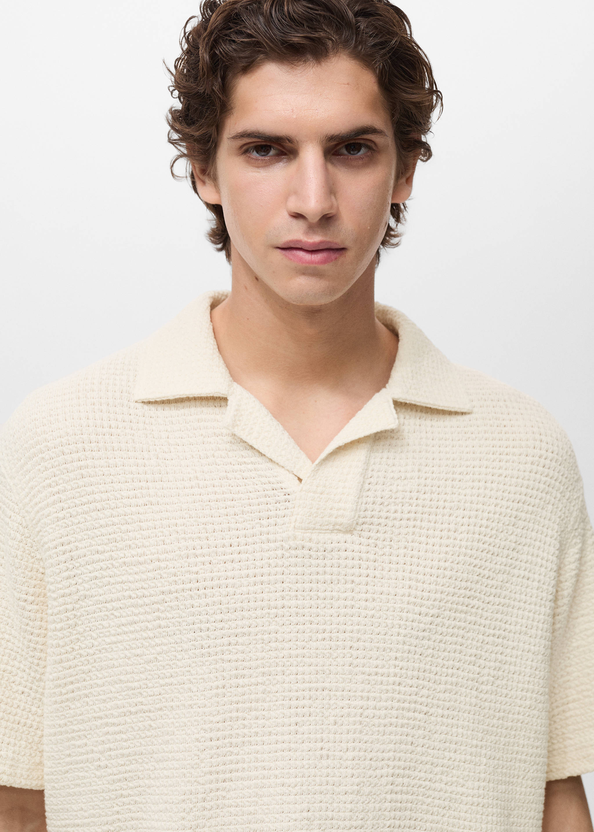 Crochet cotton polo shirt - Details of the article 1