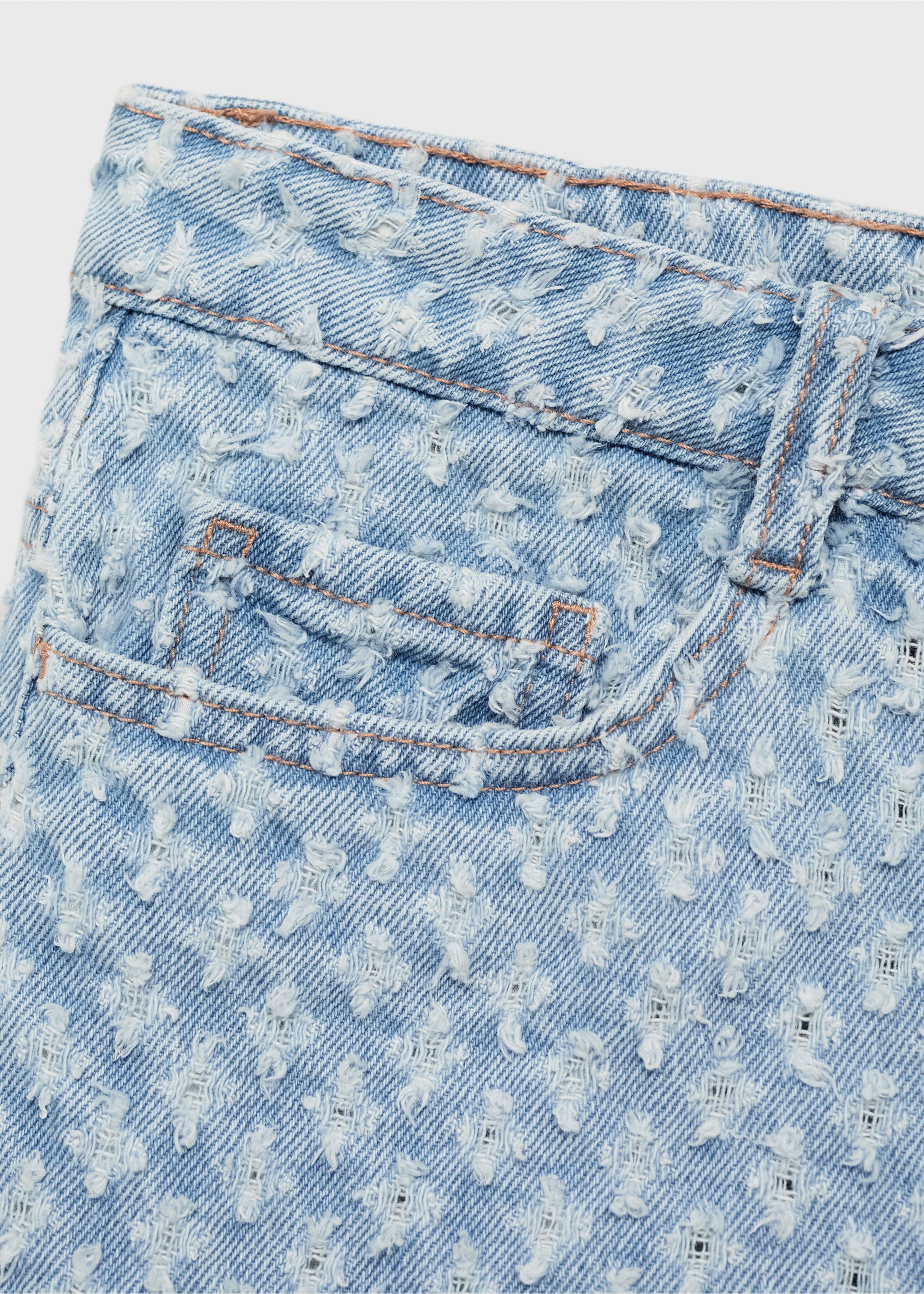 Shorts vaqueros textura deshilachados - Detalle del artículo 0, Azul claro. Ref: 87099210-00.