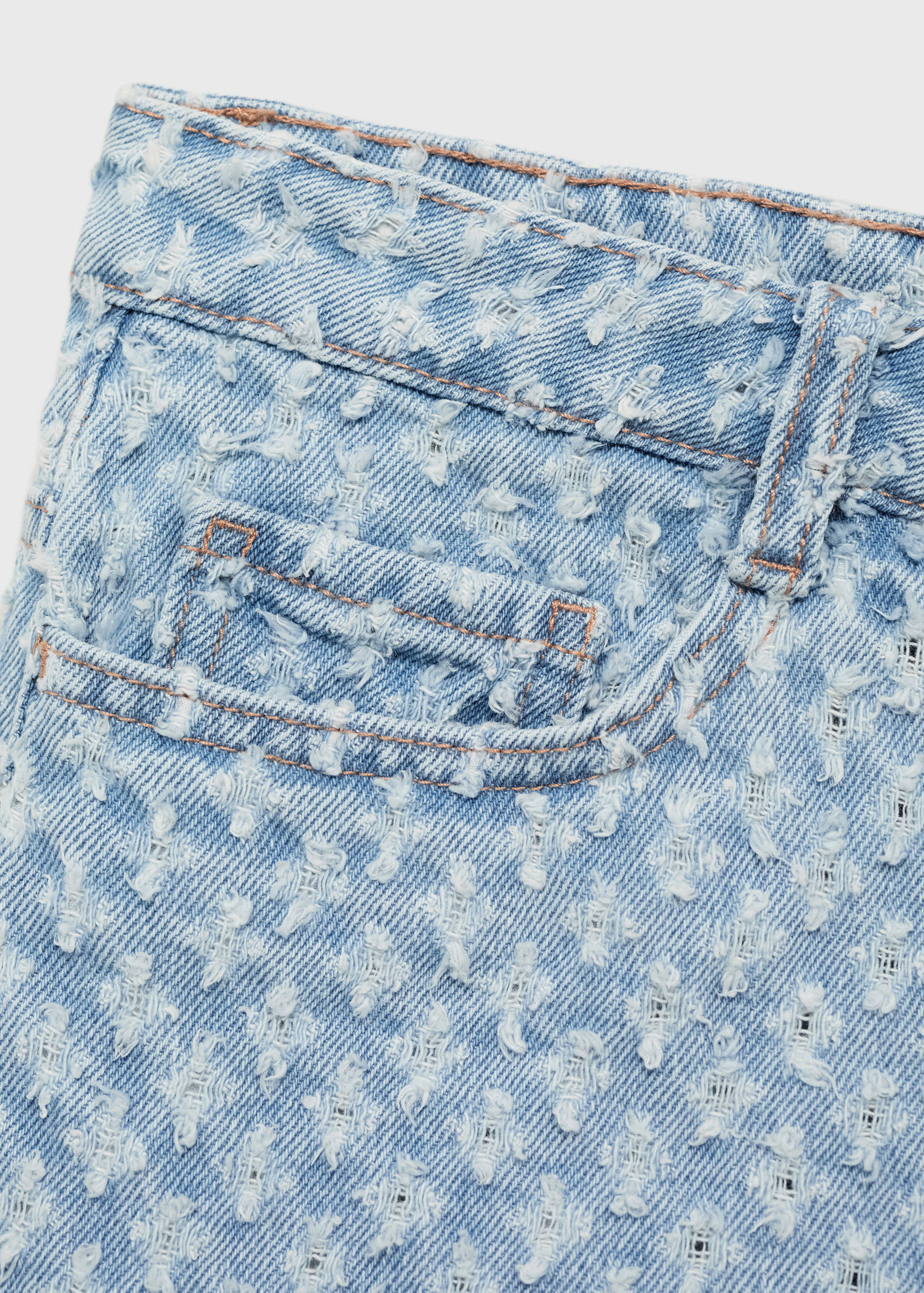 Shorts vaqueros textura deshilachados - Detalle del artículo 0