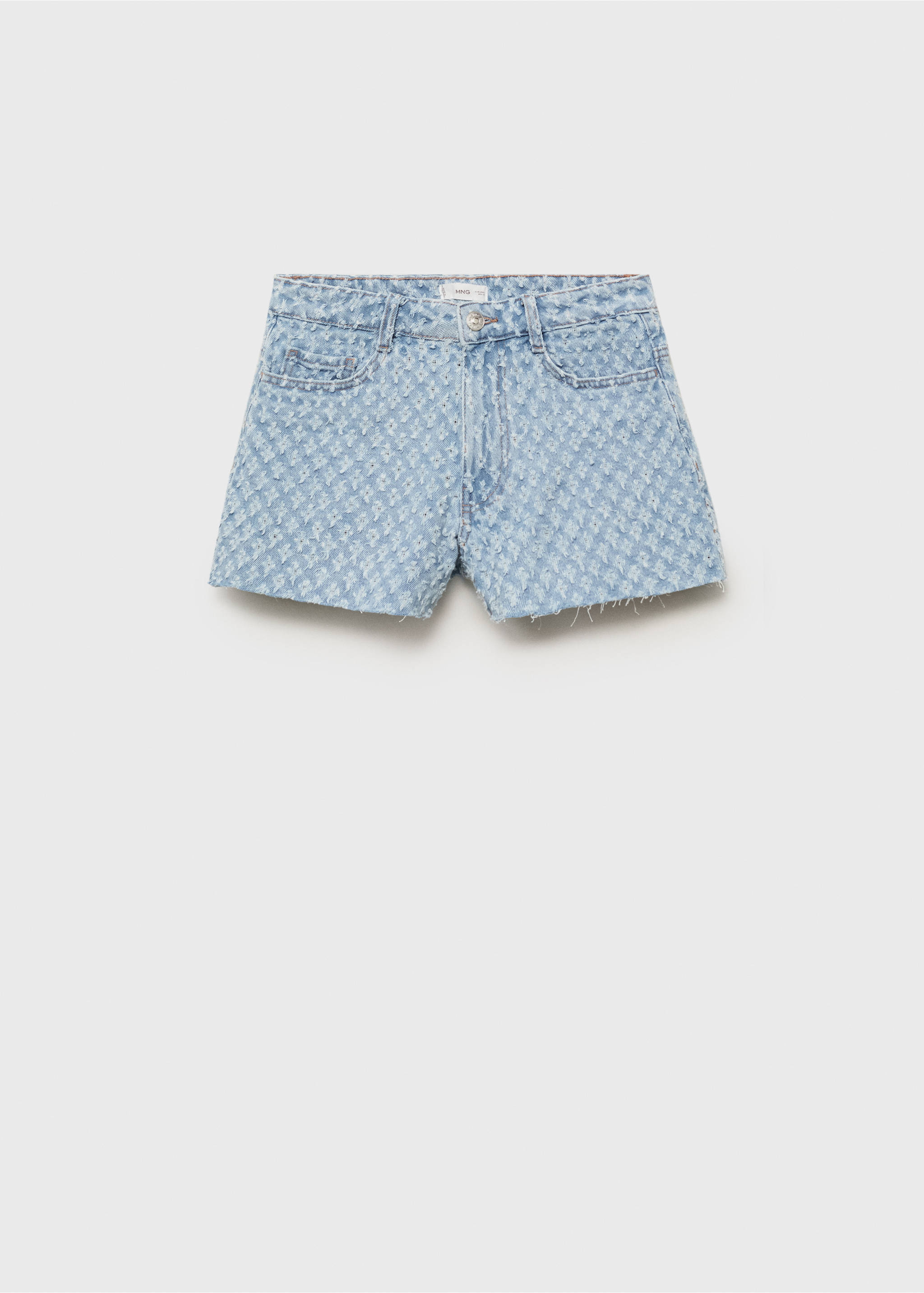 Shorts vaqueros textura deshilachados - Artículo sin modelo, Azul claro. Ref: 87099210-00.