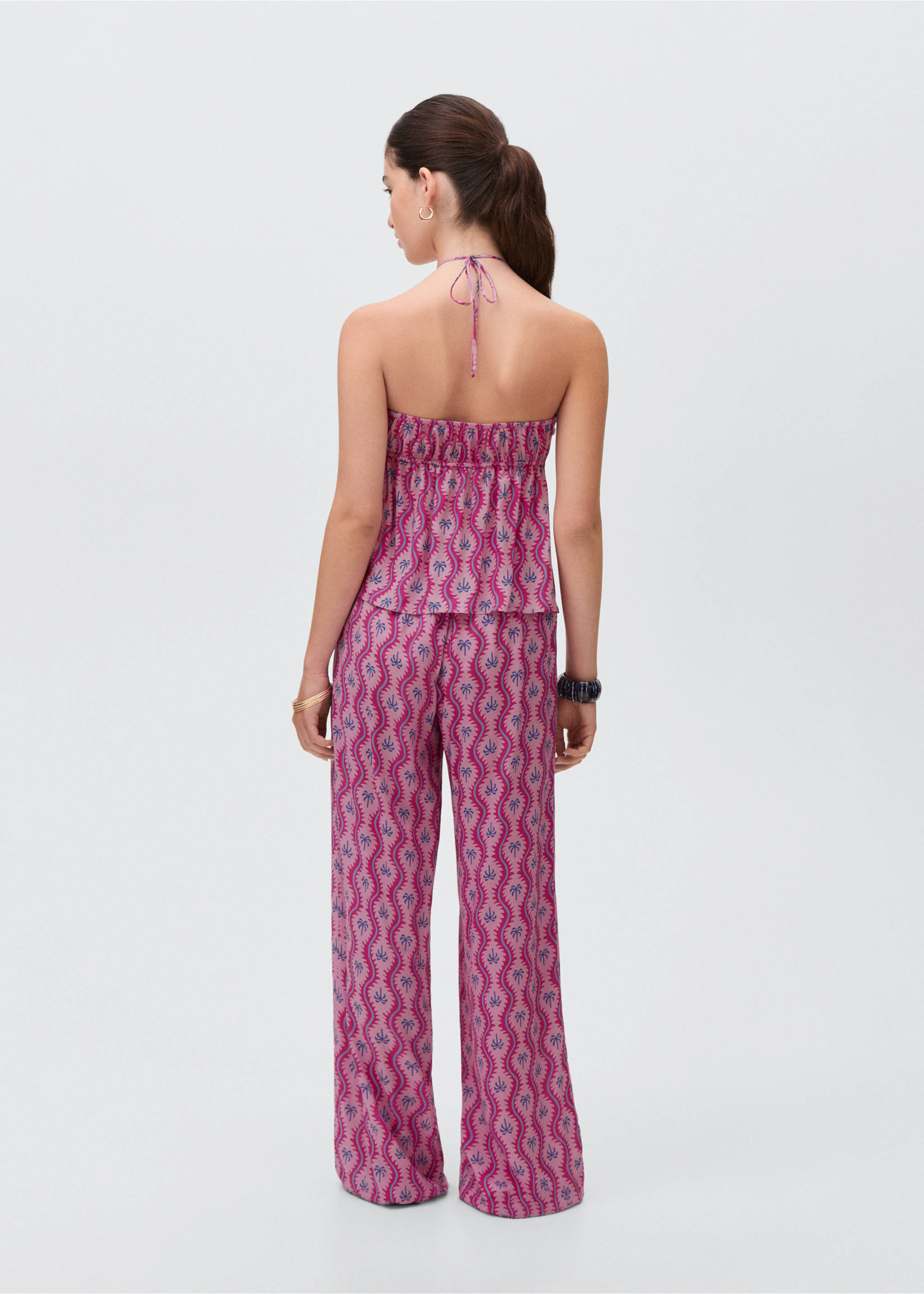Pantalon imprimé palmier - Verso de l’article, Rose. Ref: 87099216-00.