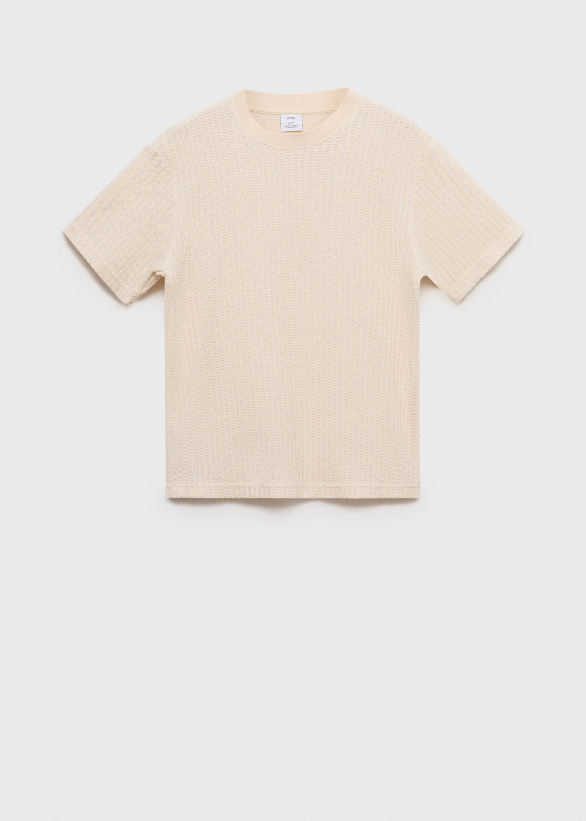 Ribbed  knit t-shirt - Article without model, Ivory White. Ref: 87099217-00.