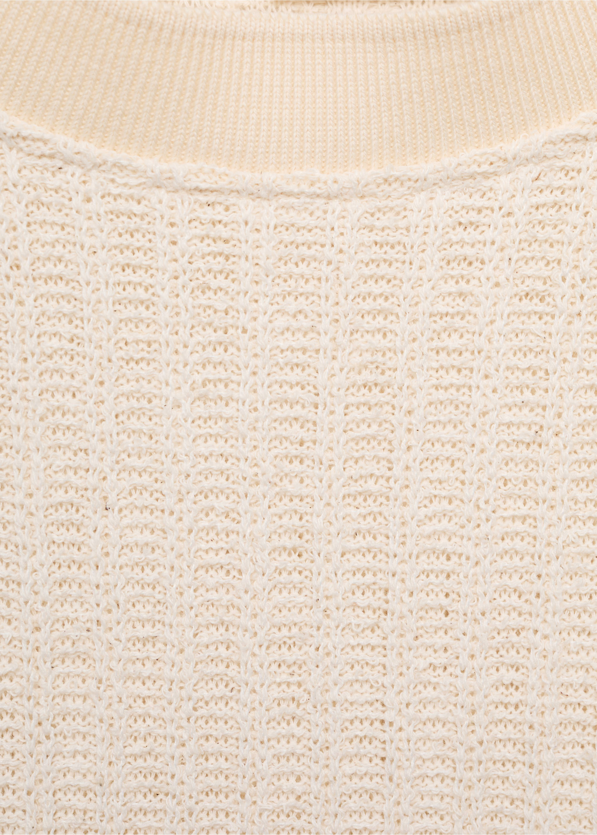 Ribbed  knit t-shirt - Details of the article 8, Ivory White. Ref: 87099217-00.