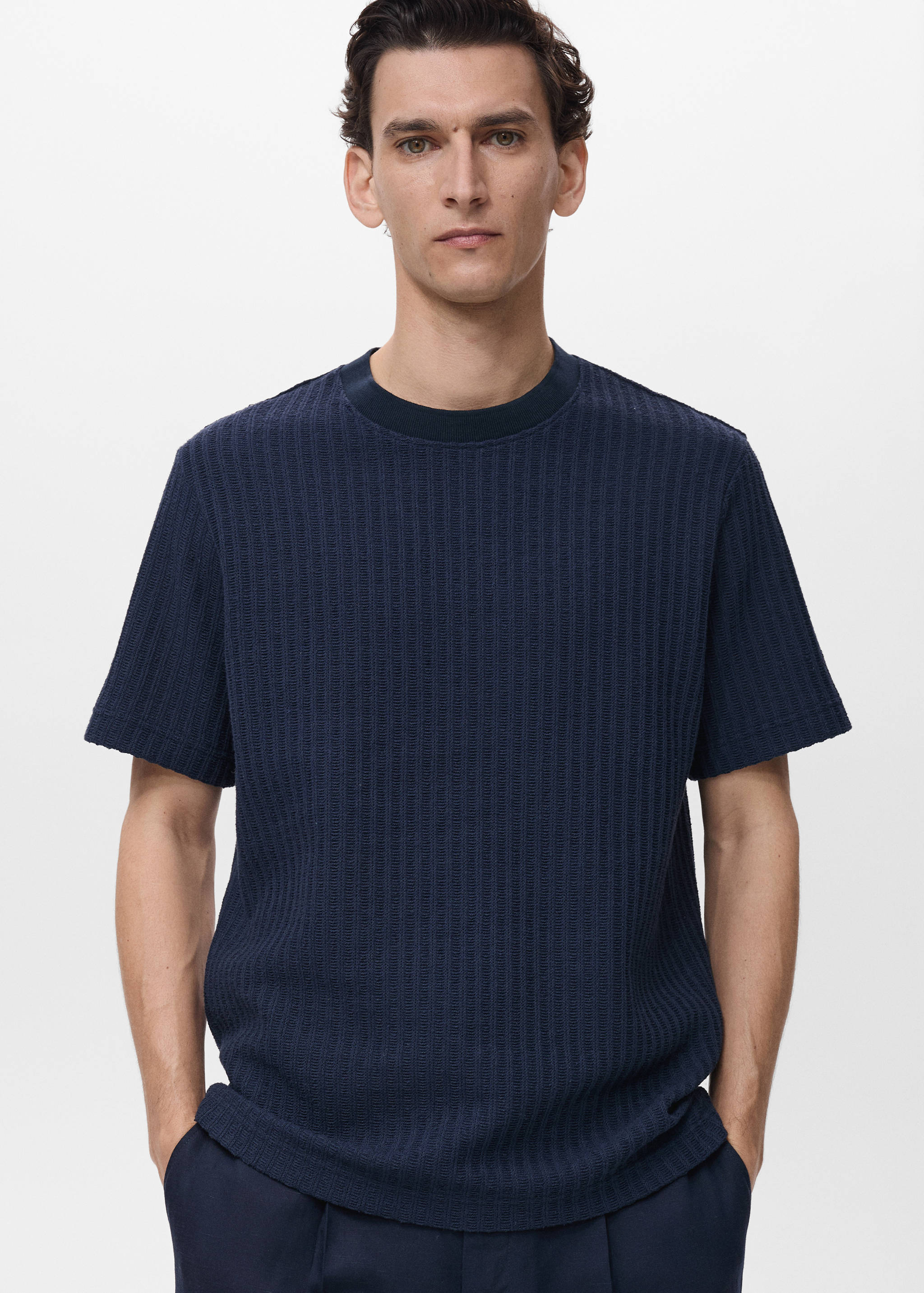 Ribbed  knit t-shirt - Medium plane