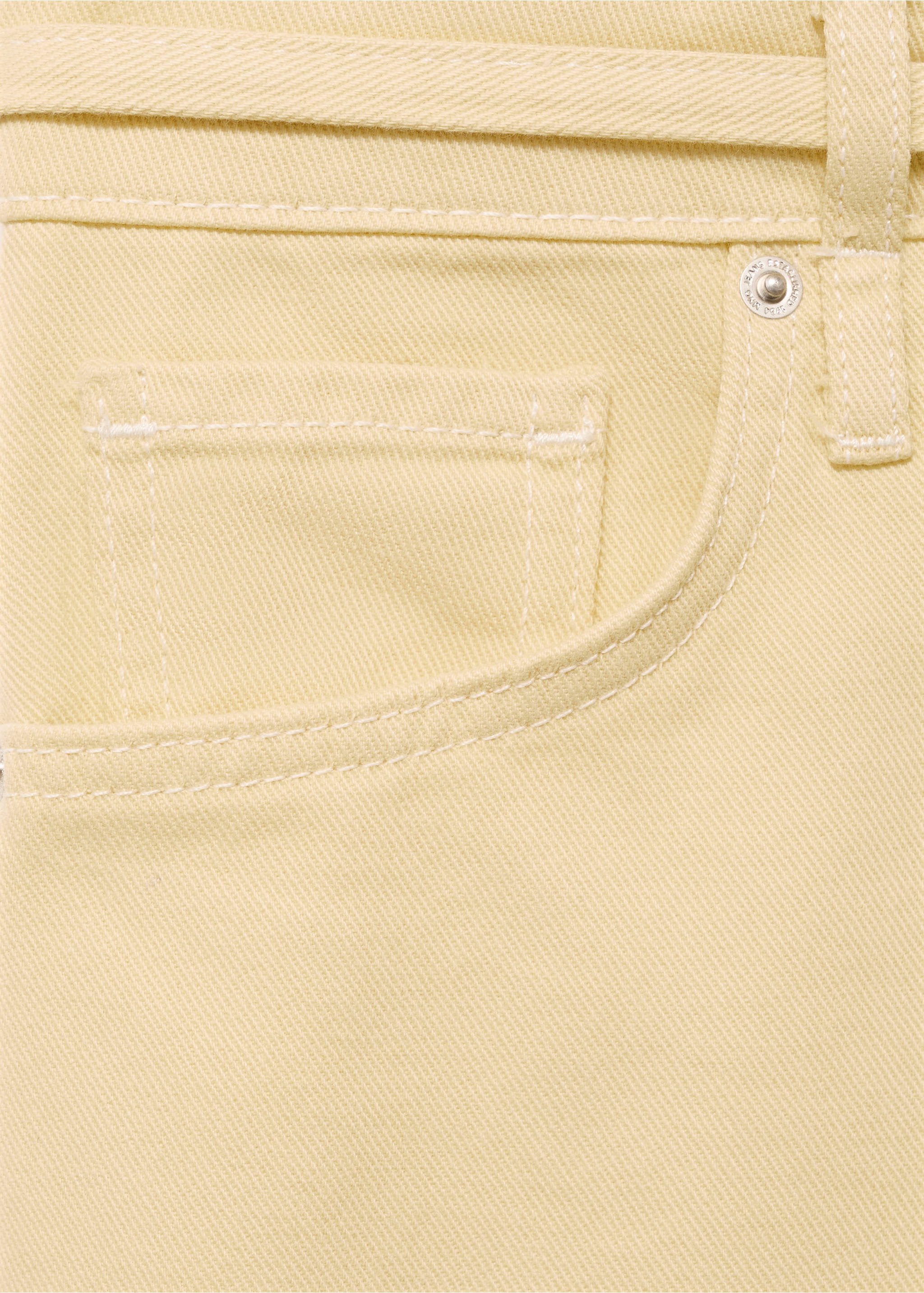 Low-rise wide leg jeans with belt - Details of the article 8, White. Ref: 87099220-00.