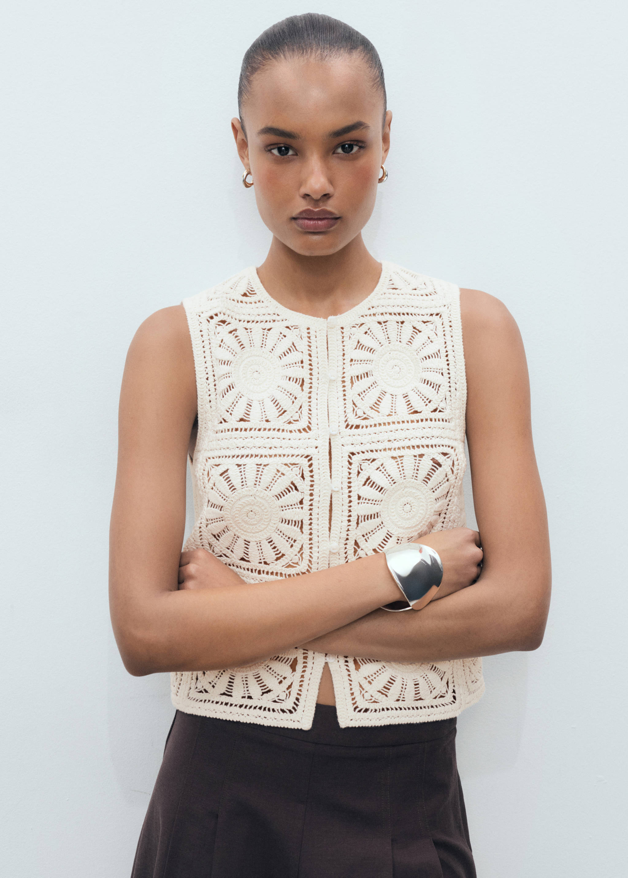 Crochet knitted waistcoat - Medium plane