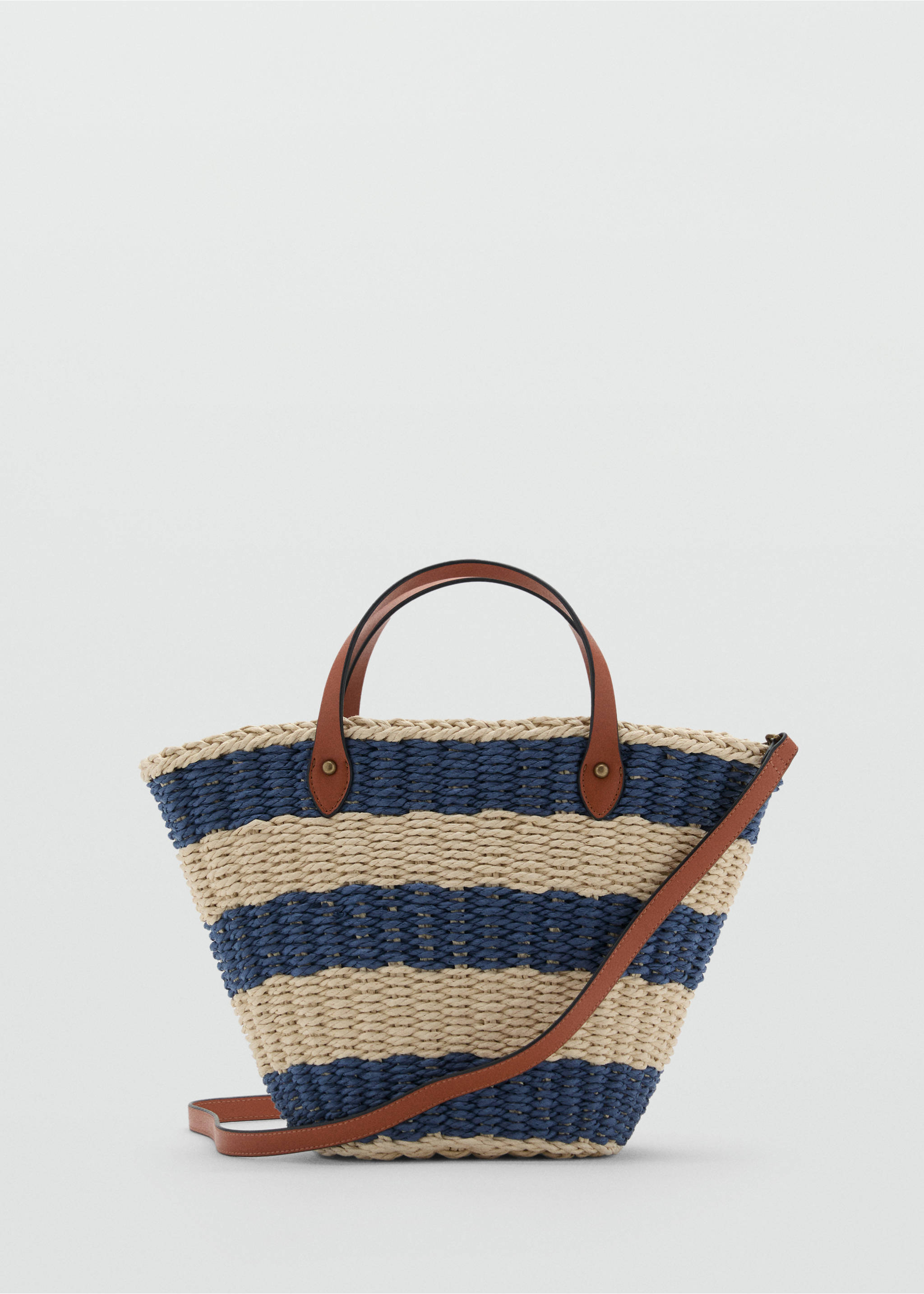 Gestreepte mand van natuurvezels - Artikel zonder model, Blauw. Ref: 87099805-00.