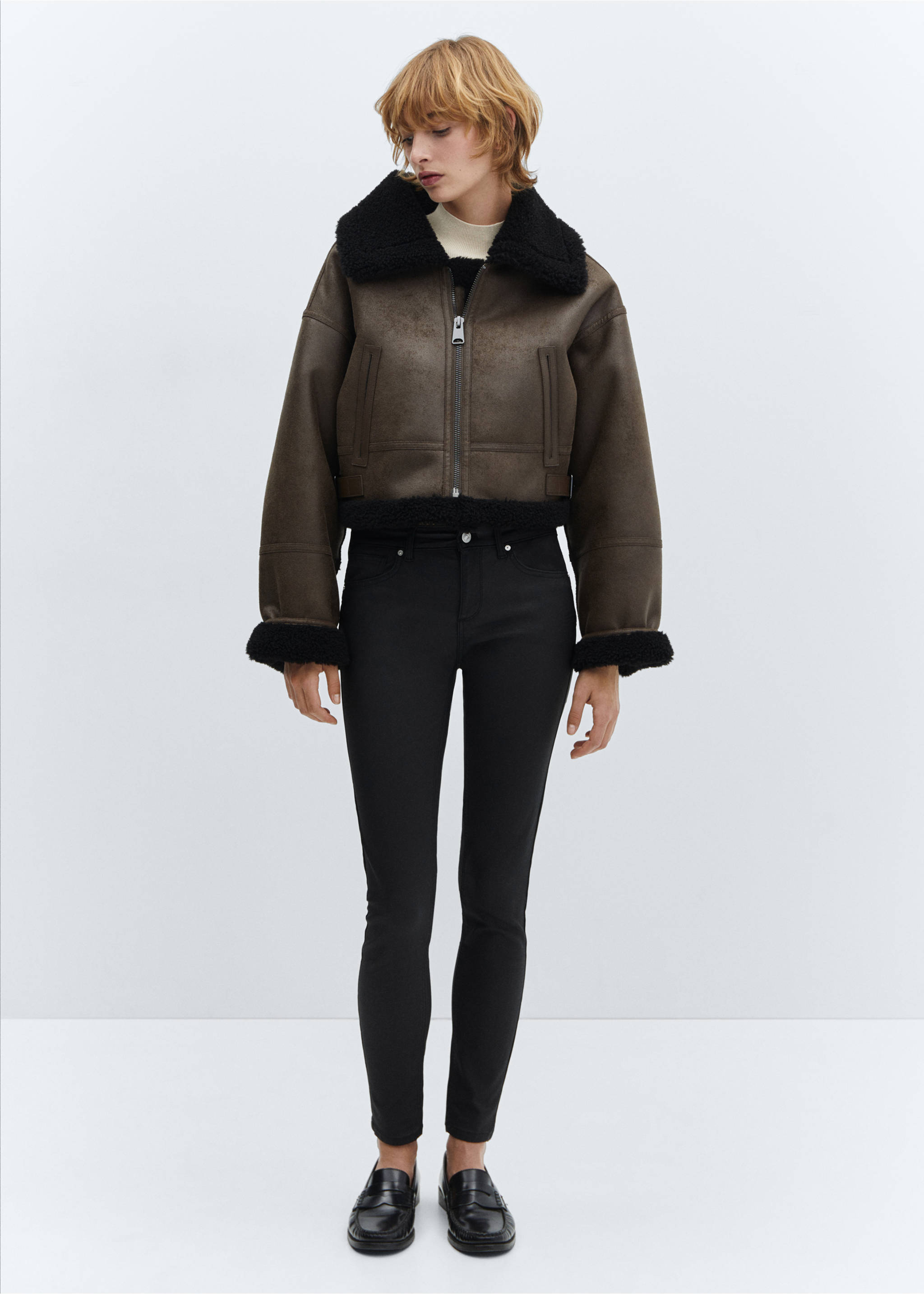 Waxed push-up skinny jeans - General plane, Black. Ref: 87100263-00.