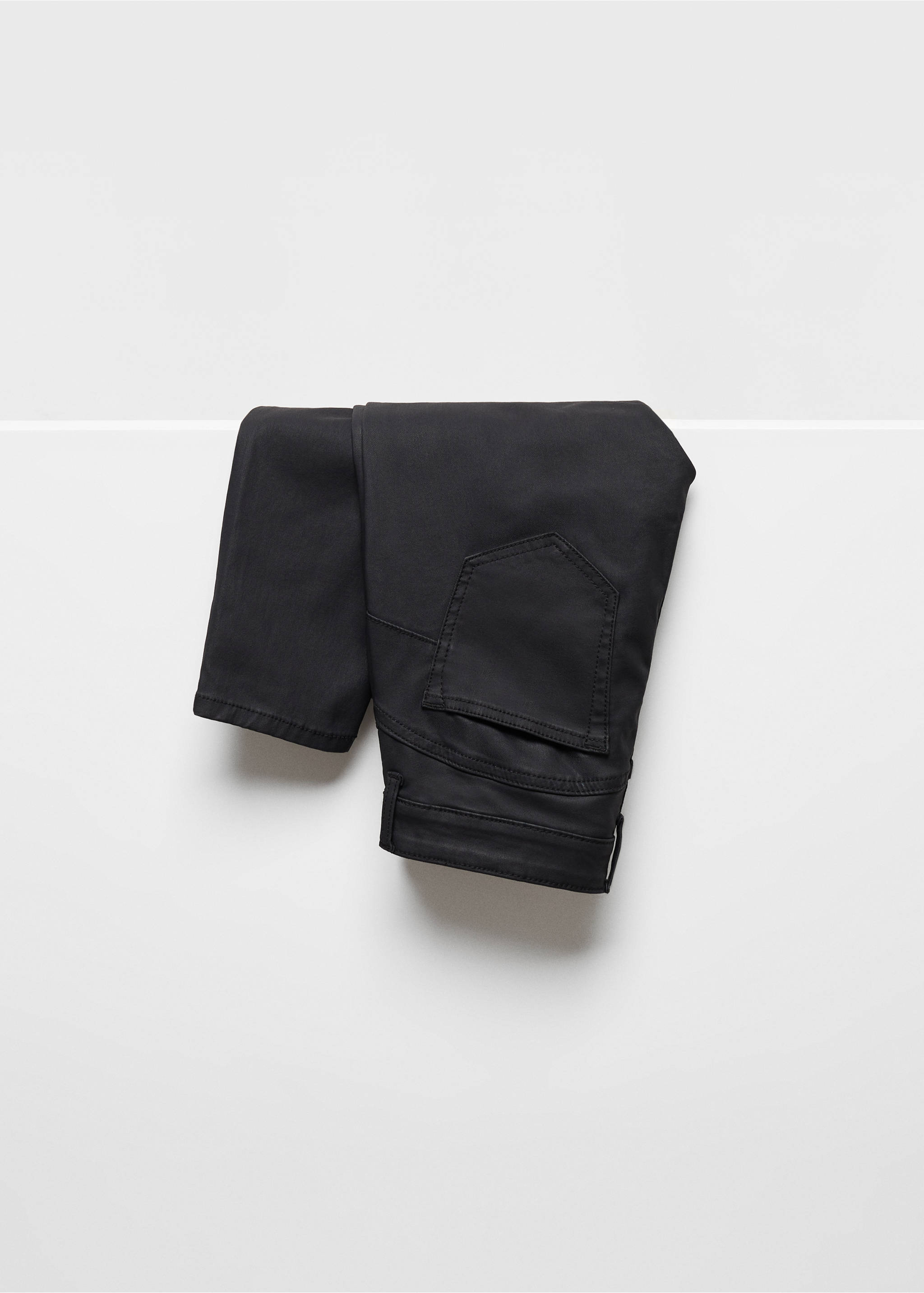Waxed push-up skinny jeans - Details of the article 8, Black. Ref: 87100263-00.