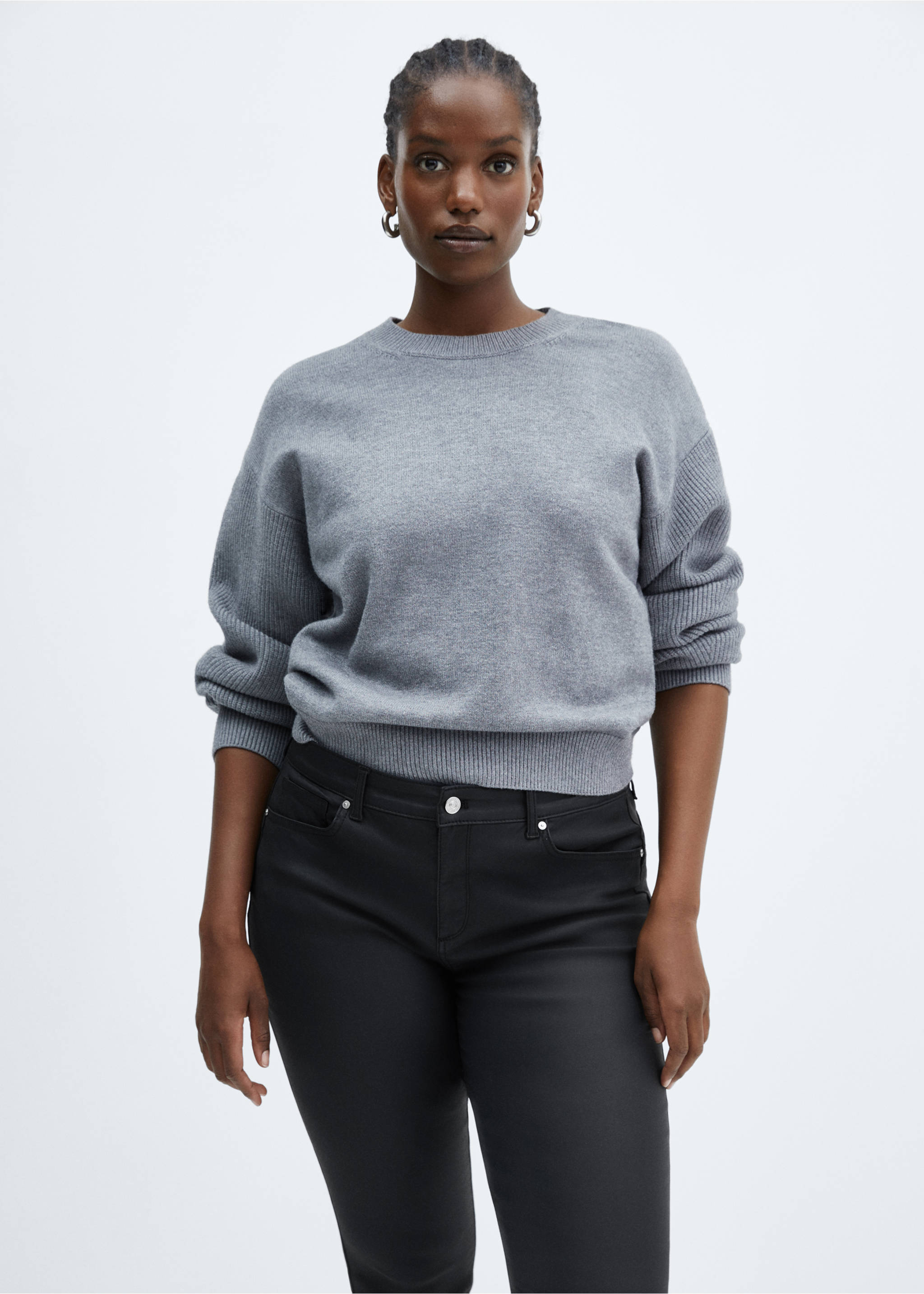 Waxed push-up skinny jeans - Details of the article 5, Black. Ref: 87100263-00.